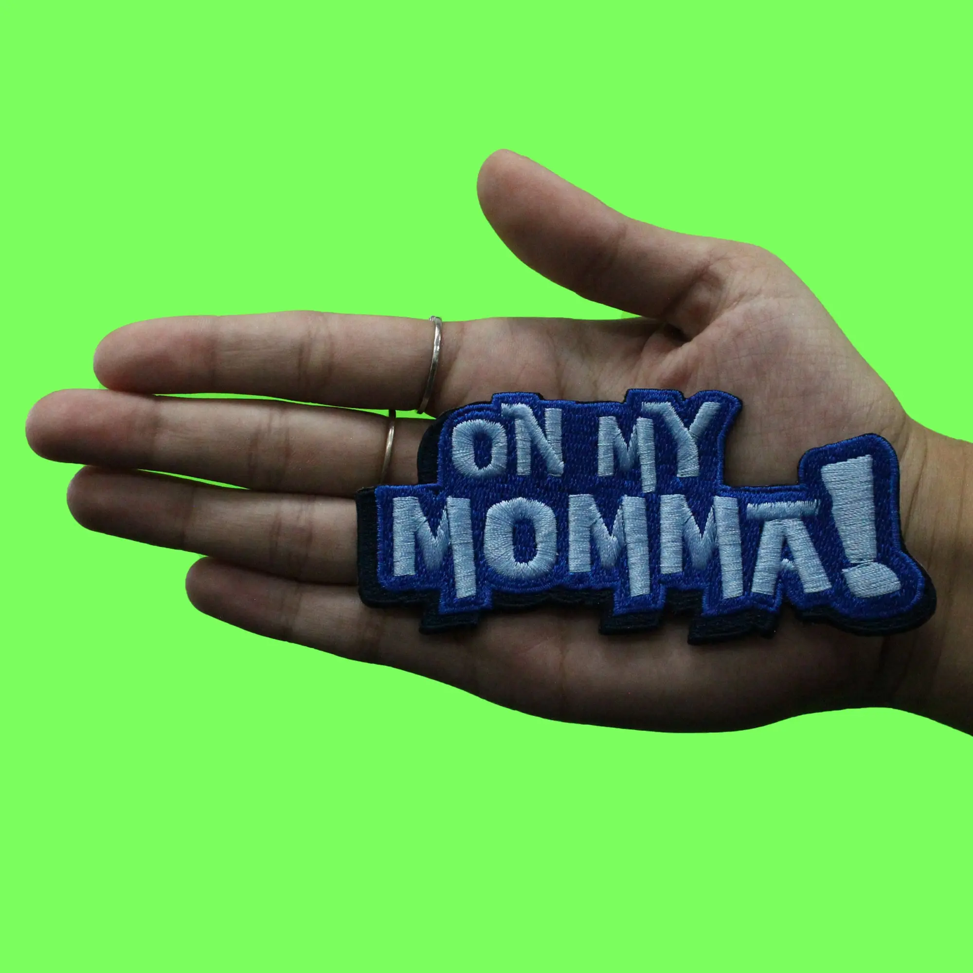 On My Momma Patch Funny Script Meme Embroidered Iron On - Image 2