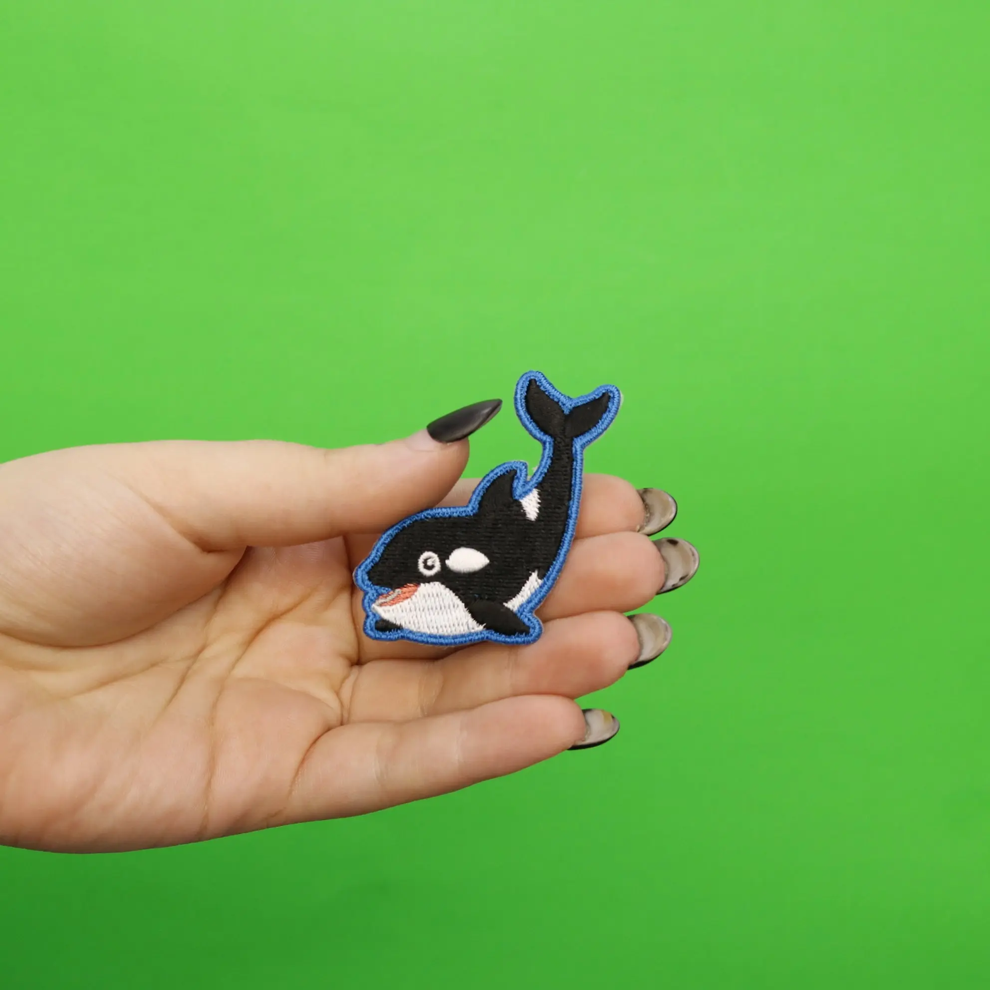 Orca Whale Embroidered Iron On Patch - Image 2