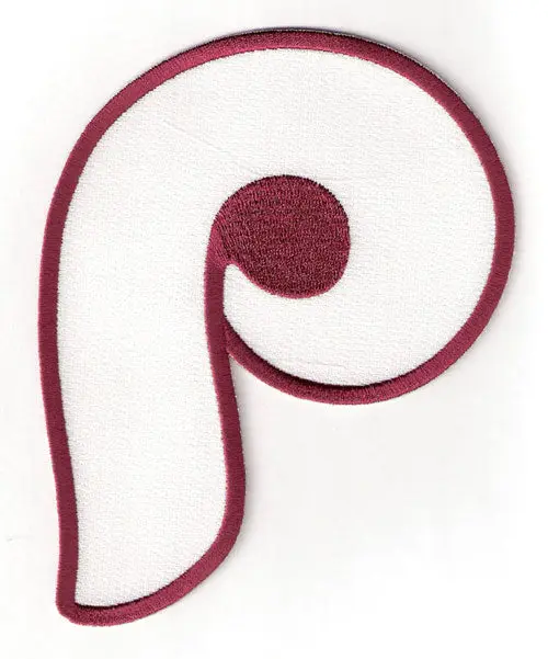 Philadelphia Phillies Throwback "P" Logo Large Patch (80's era) Maroon Border