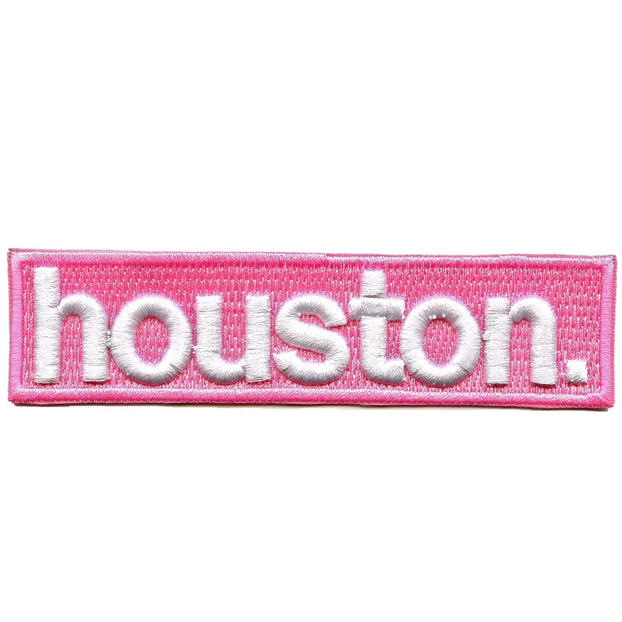 Pink Houston Texas Patch Puff Raised Box Logo Embroidered Iron-On