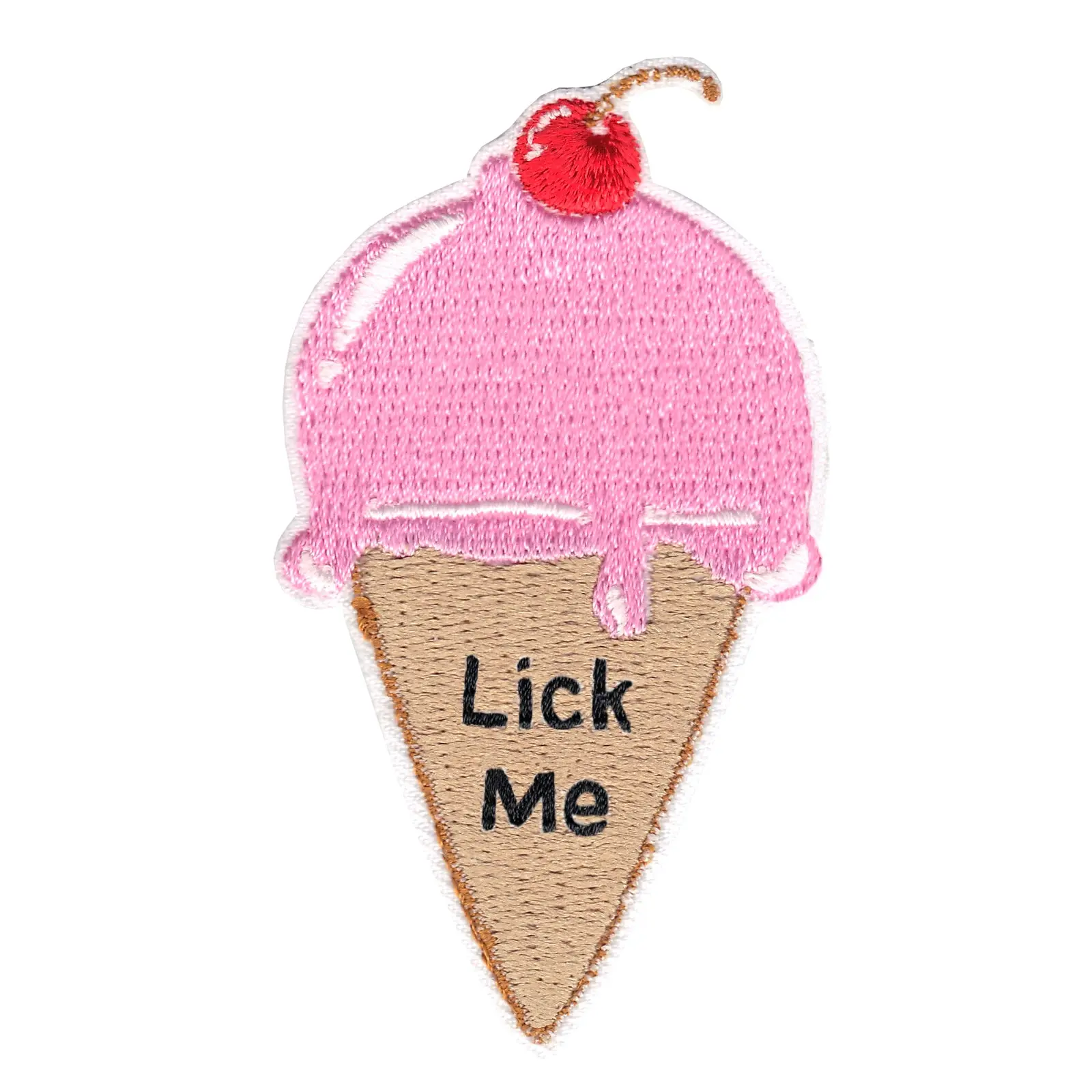 Pink Ice Cream "Lick Me" Iron On Applique Patch