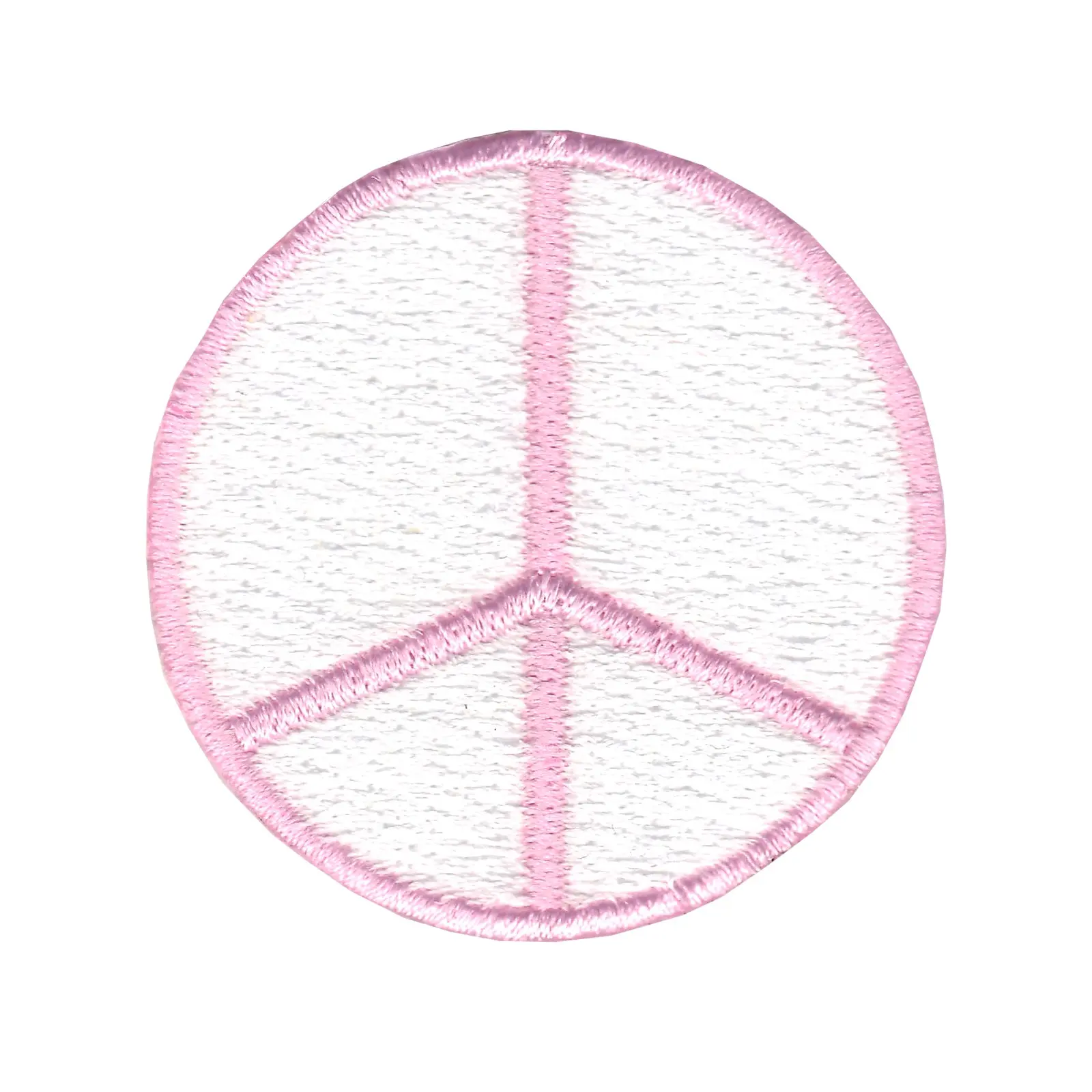 Pink Peace Sign Iron On Embroidered Patch