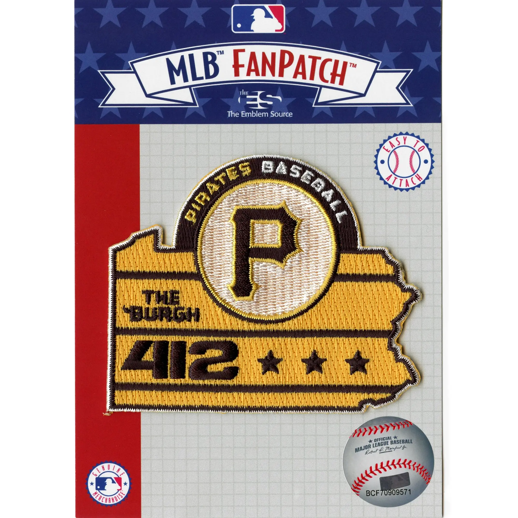 Pittsburgh Pirates 412 'The Burgh' Patch Pennsylvania State Embroidered Major League Baseball