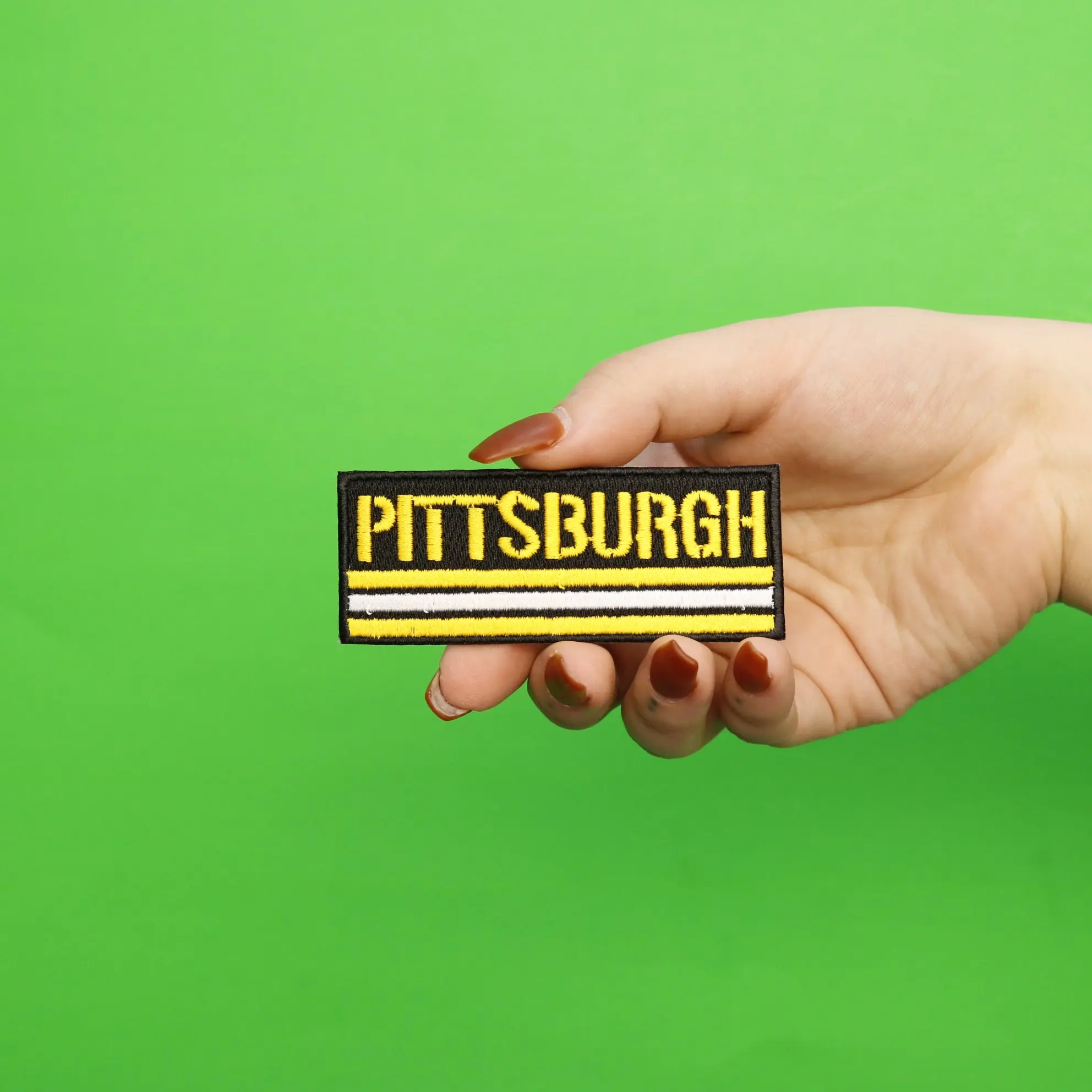 Pittsburgh Striped Box Embroidered Iron On Patch - Image 2