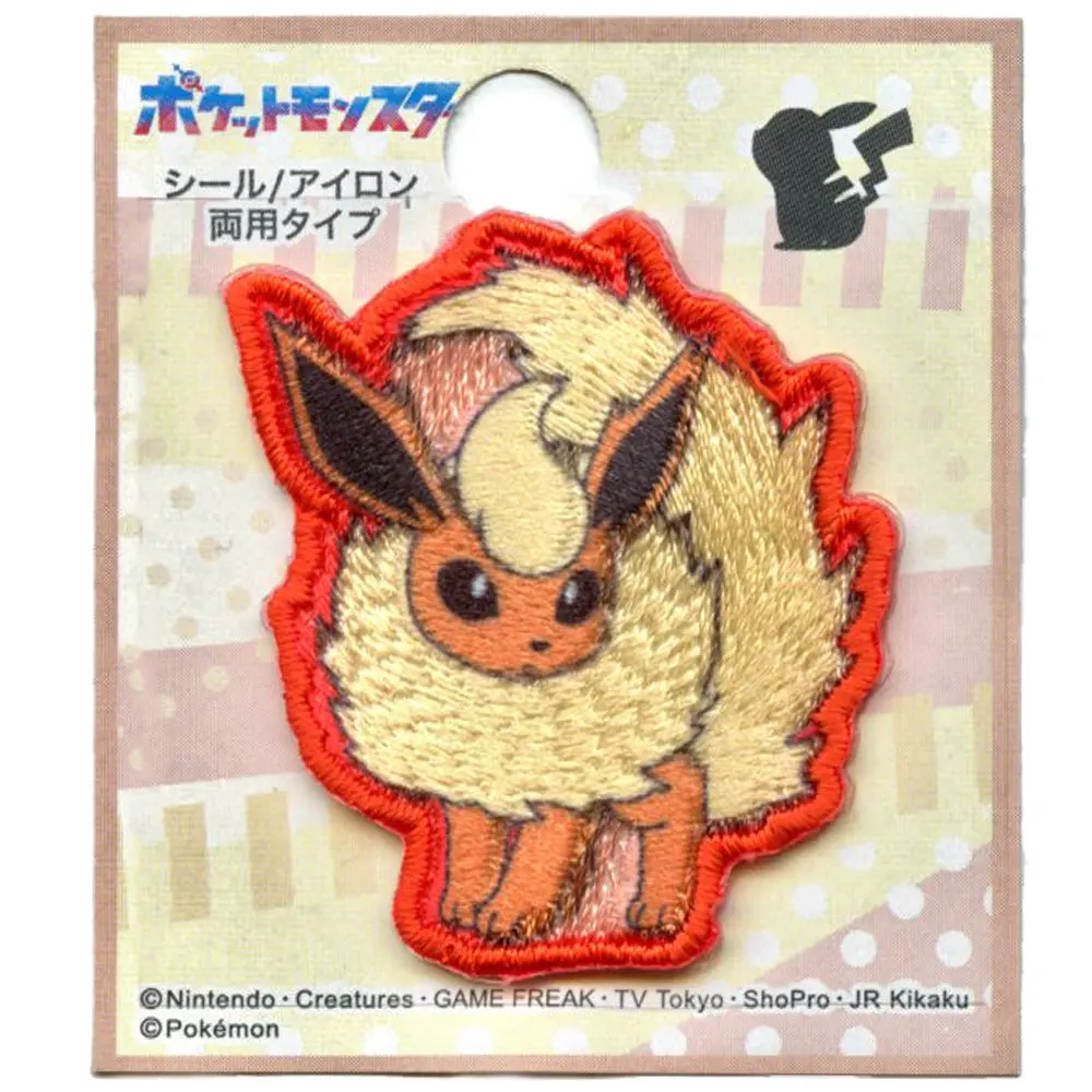Pokémon Flareon Patch Games TV Character Sublimated Embroidery Iron-On