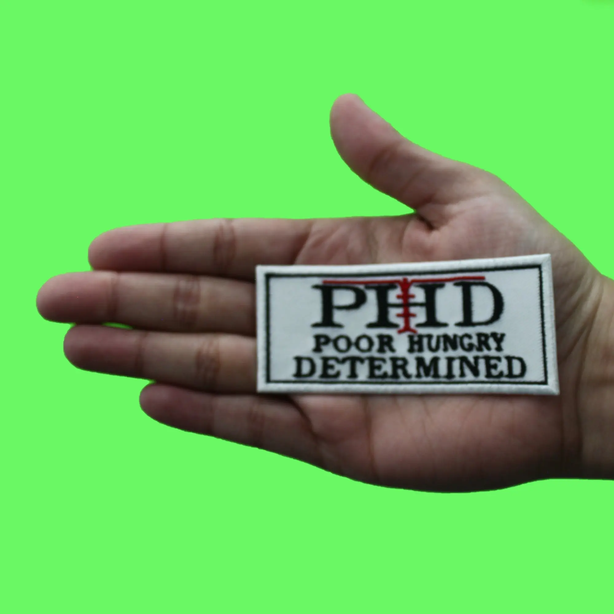 Poor Hungry Determined Patch Funny Script Meme Embroidered Iron On - Image 2