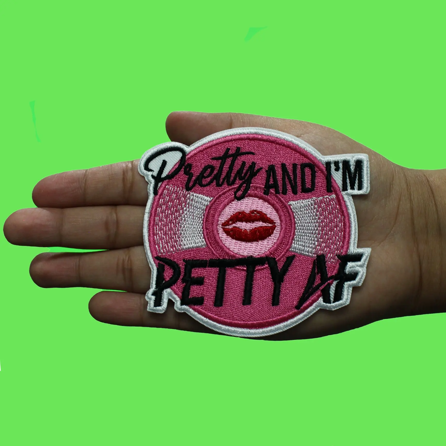 Pretty and Petty AF Patch Vinyl Music Script Embroidered Iron On - Image 2