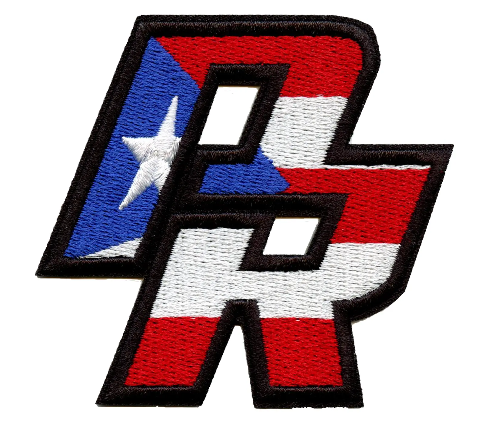 Puerto Rico Travel Patch Initial Flag Script Embroidered Iron On