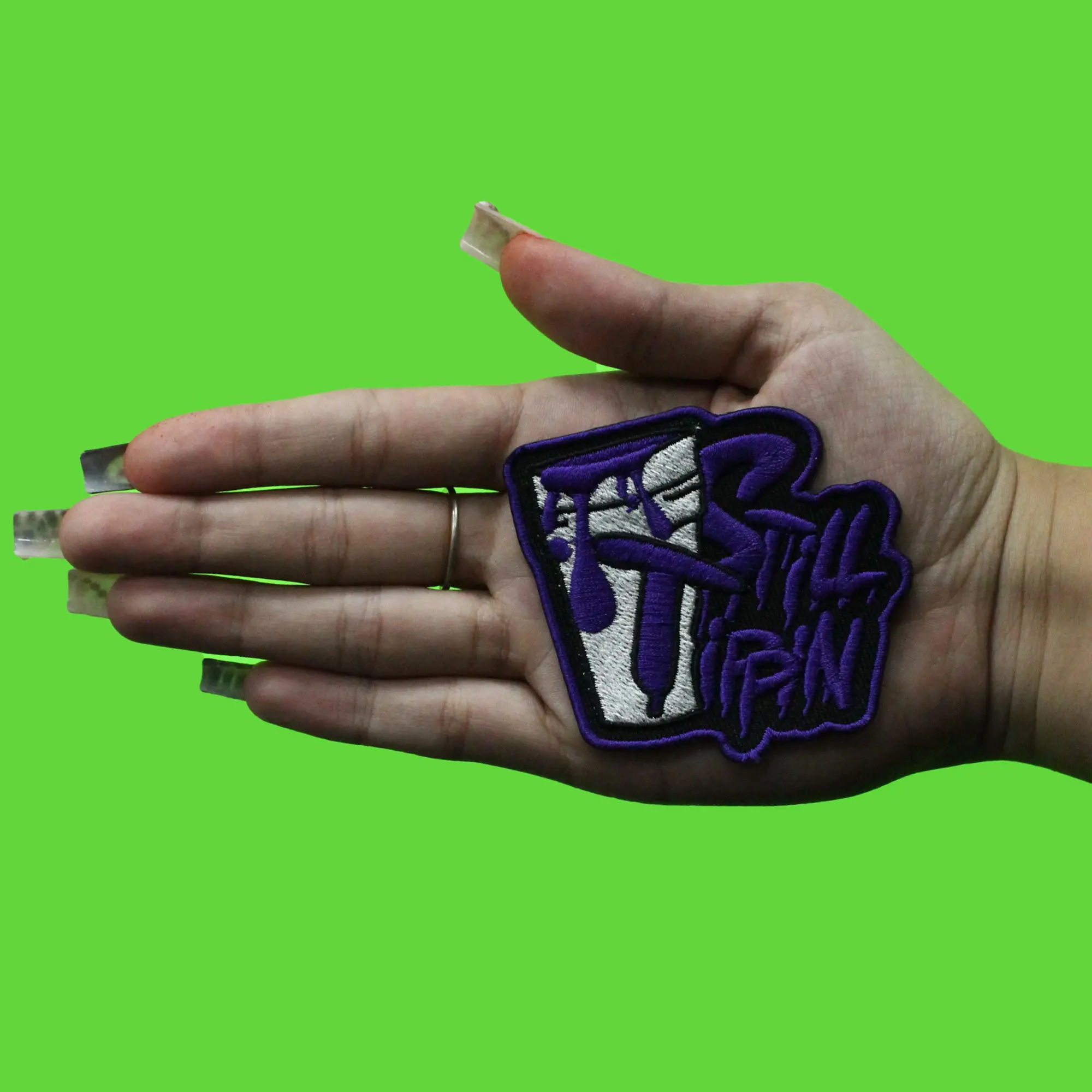 Still Tippin Purple Patch Houston Double Cup Embroidered Iron On - Image 2