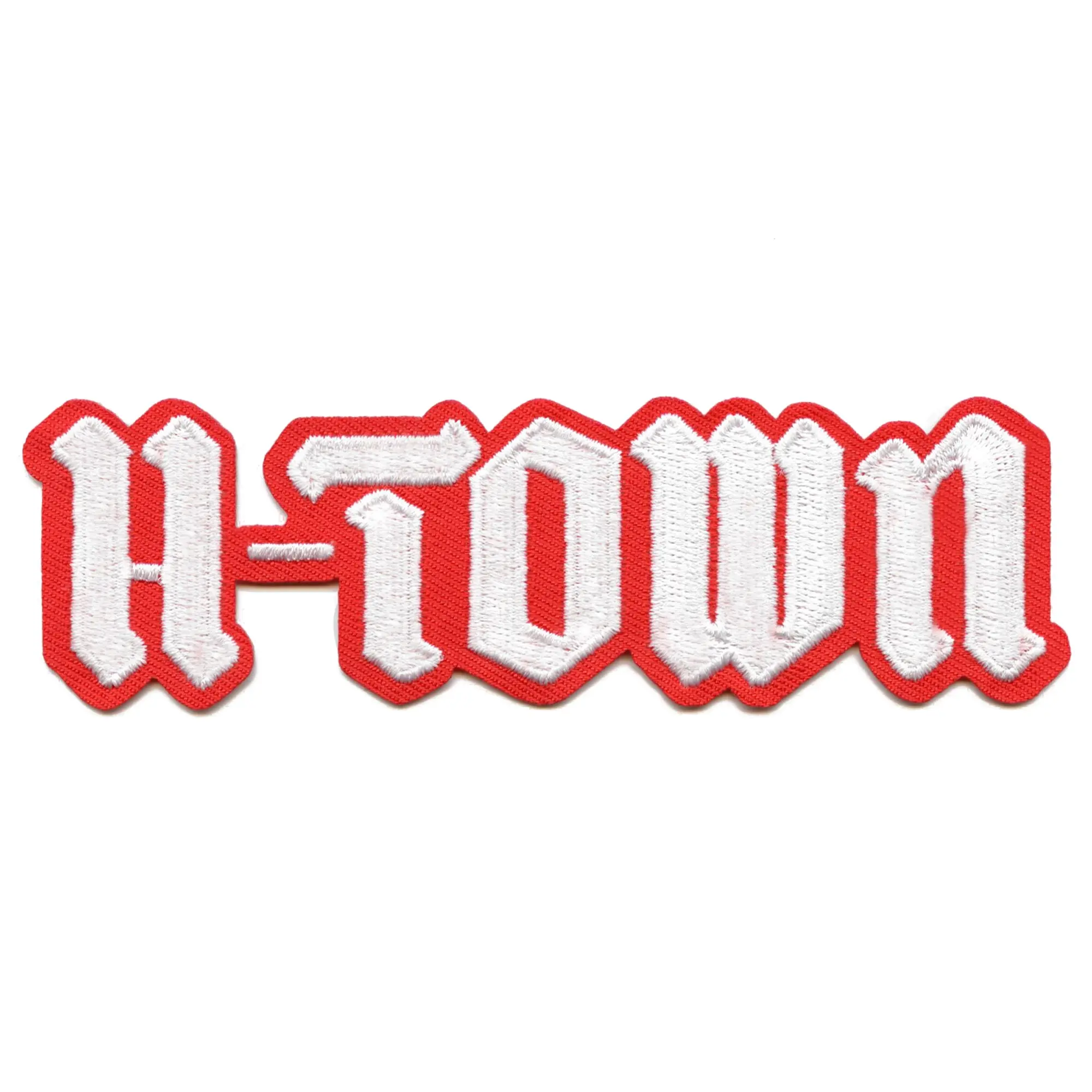 Red H-Town Houston Old English Patch Script Logo Embroidered Iron on