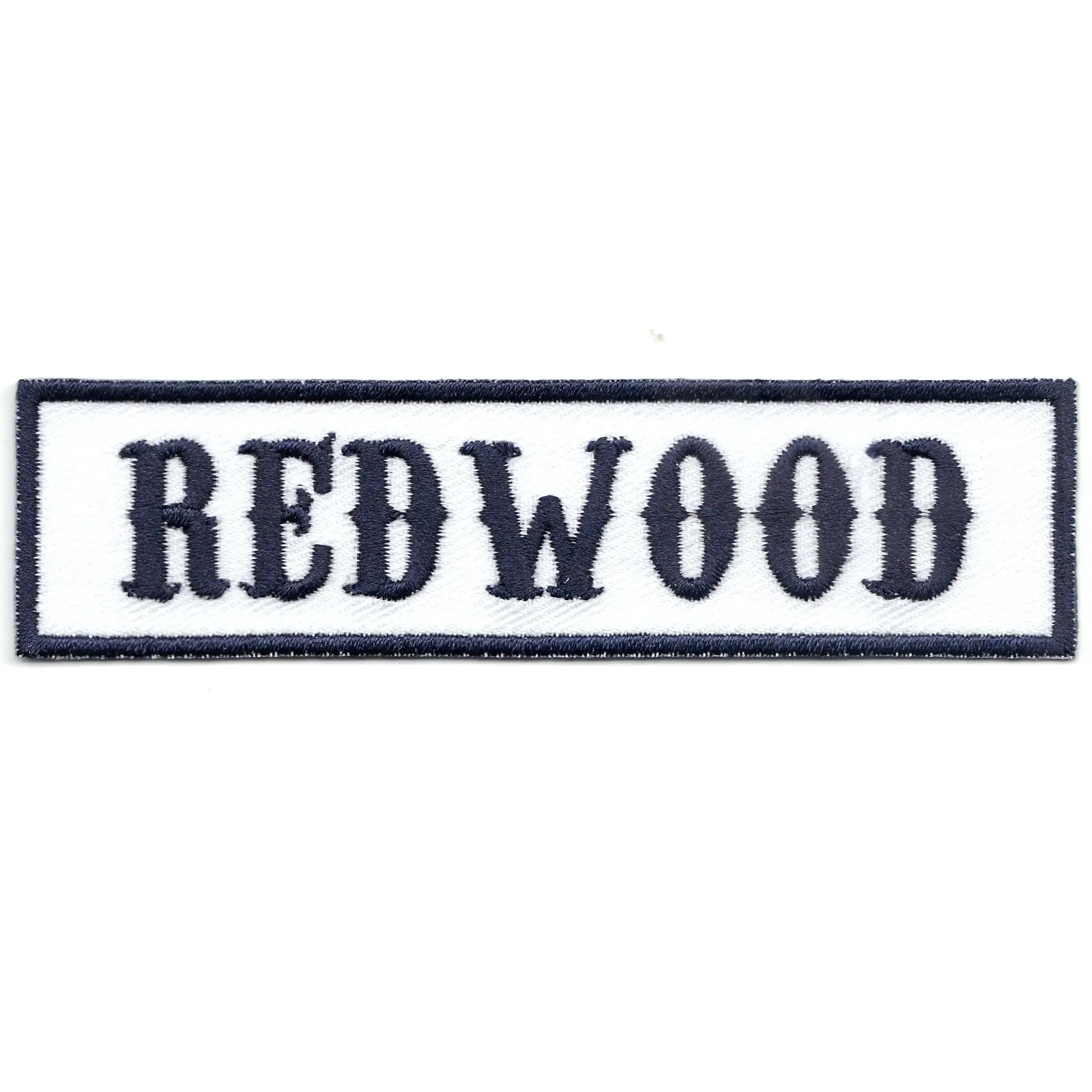 Redwood Blue On White Bikers Club Iron On Patch