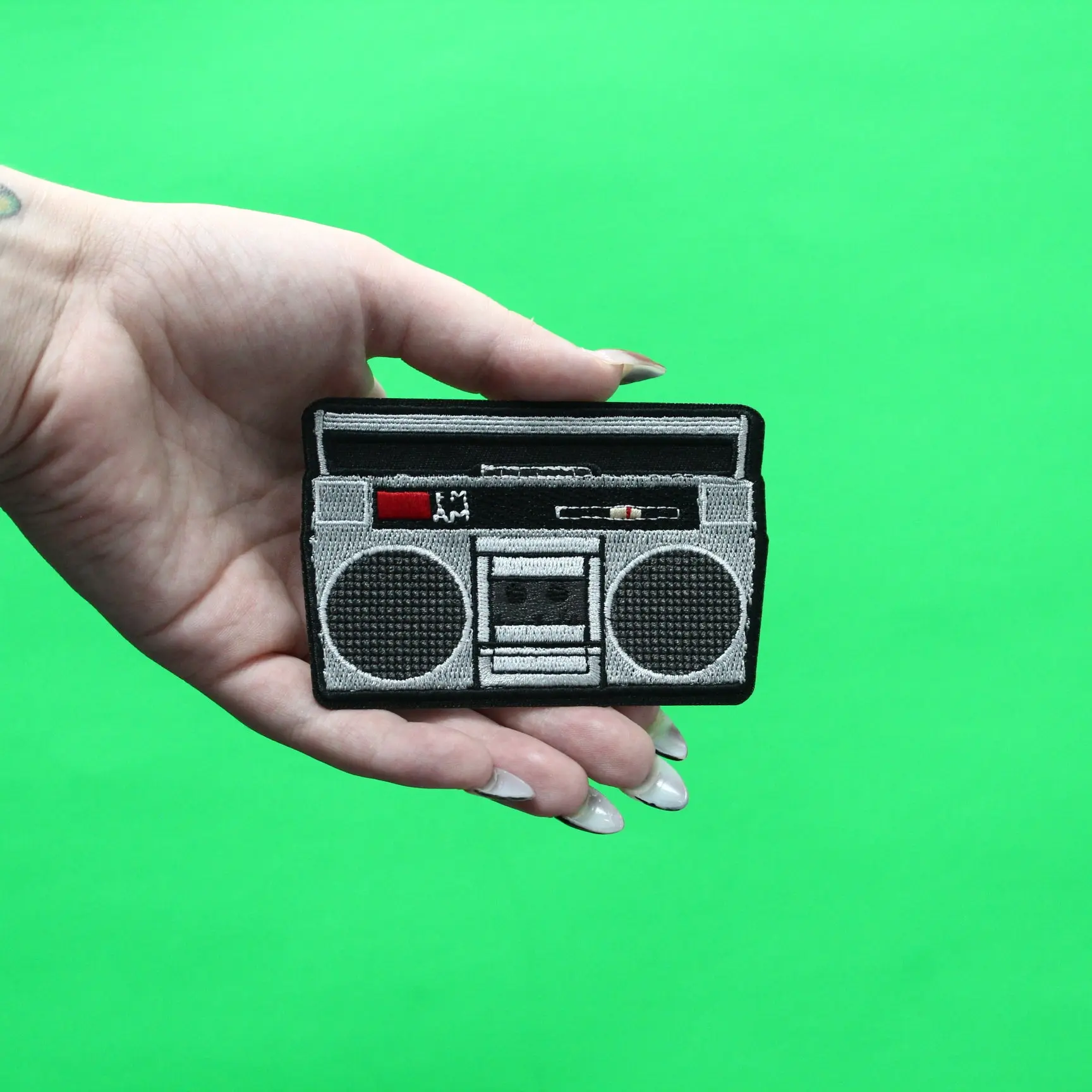 Retro Boombox Stereo Player Patch Embroidered Iron On - Image 2