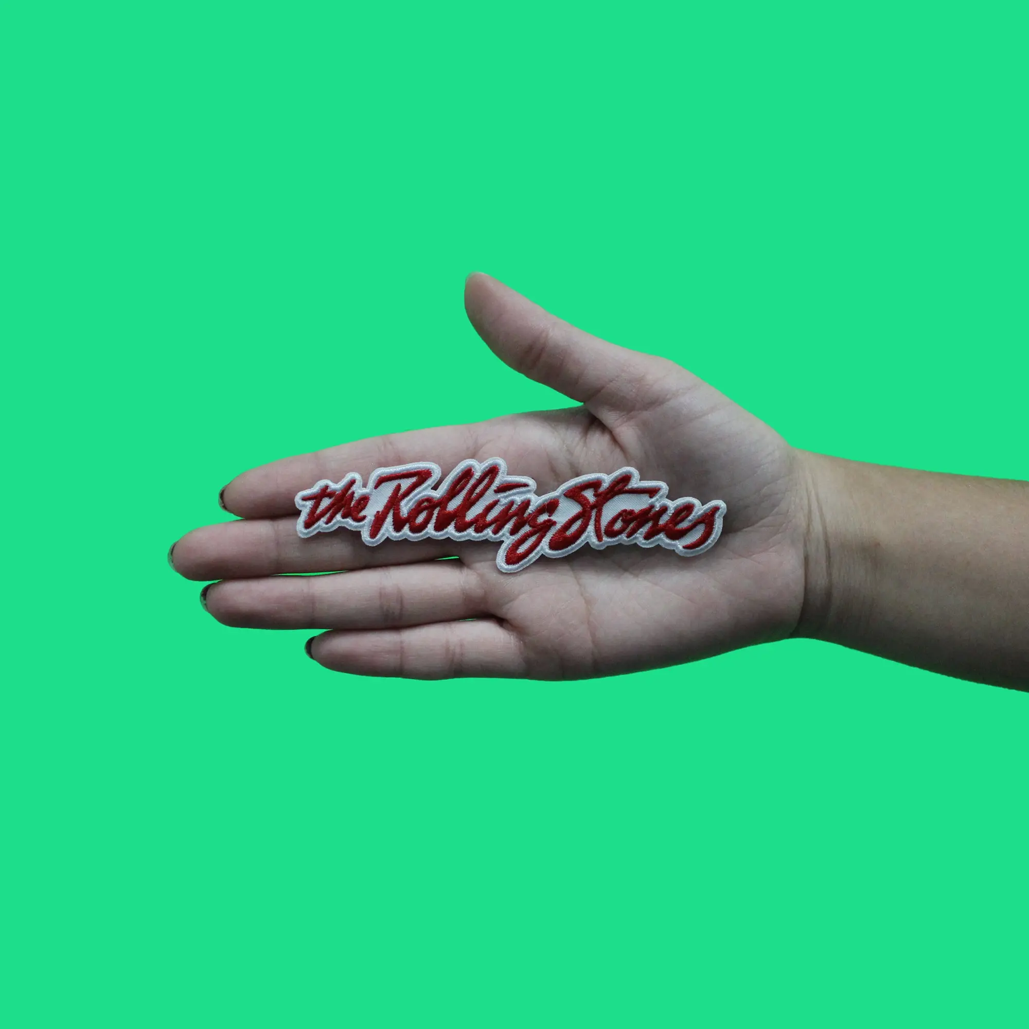 Rolling Stones 1975 Script Patch Classic Logo Embroidered Iron On - Image 2