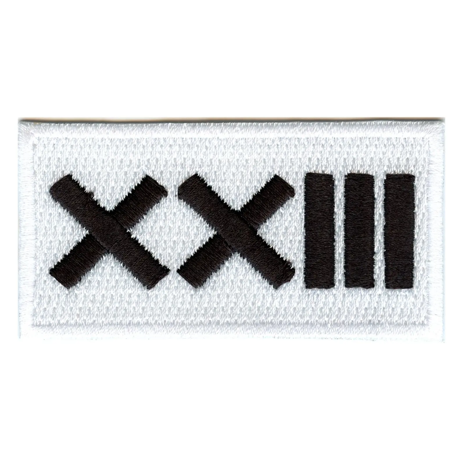 Roman Numeral Number 23 Iron On Patch-White (ALT)