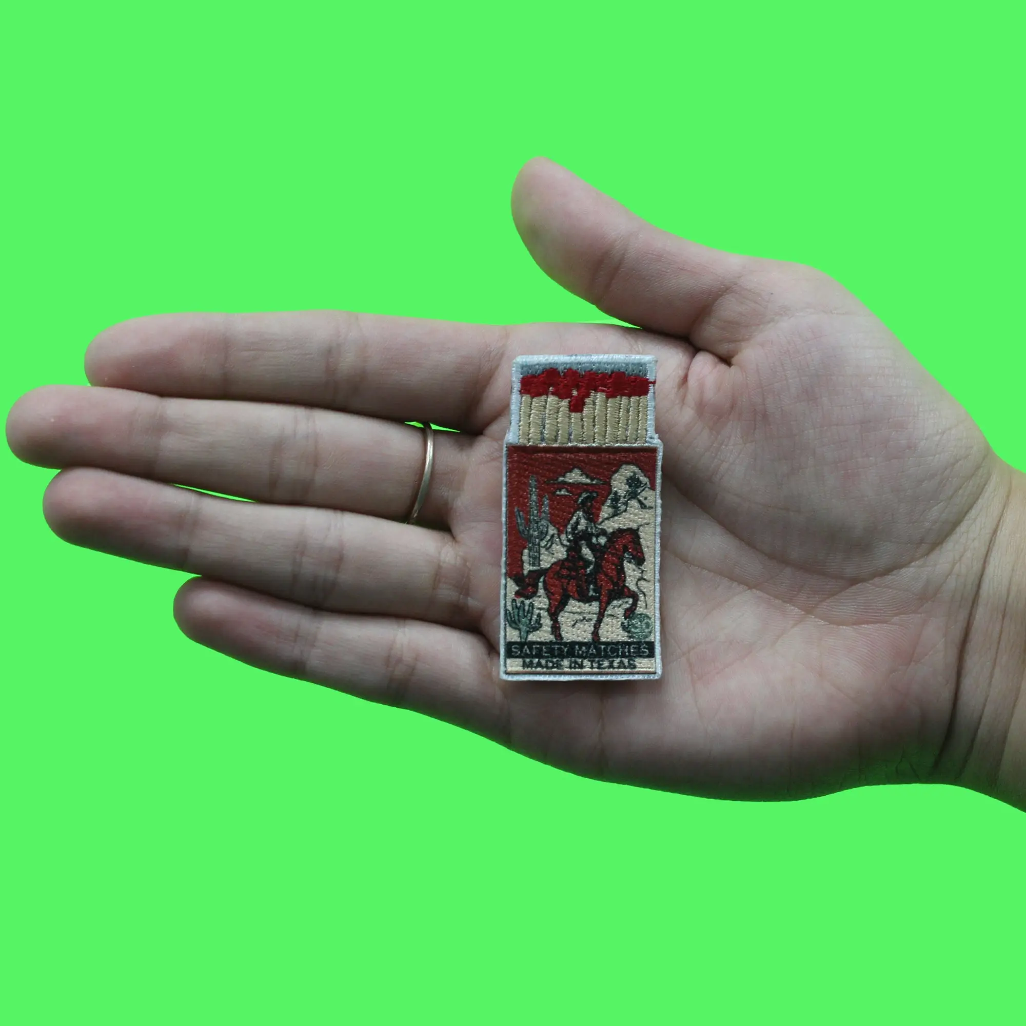 Safety Matches Patch Made In Texas Embroidered Iron On - Image 2