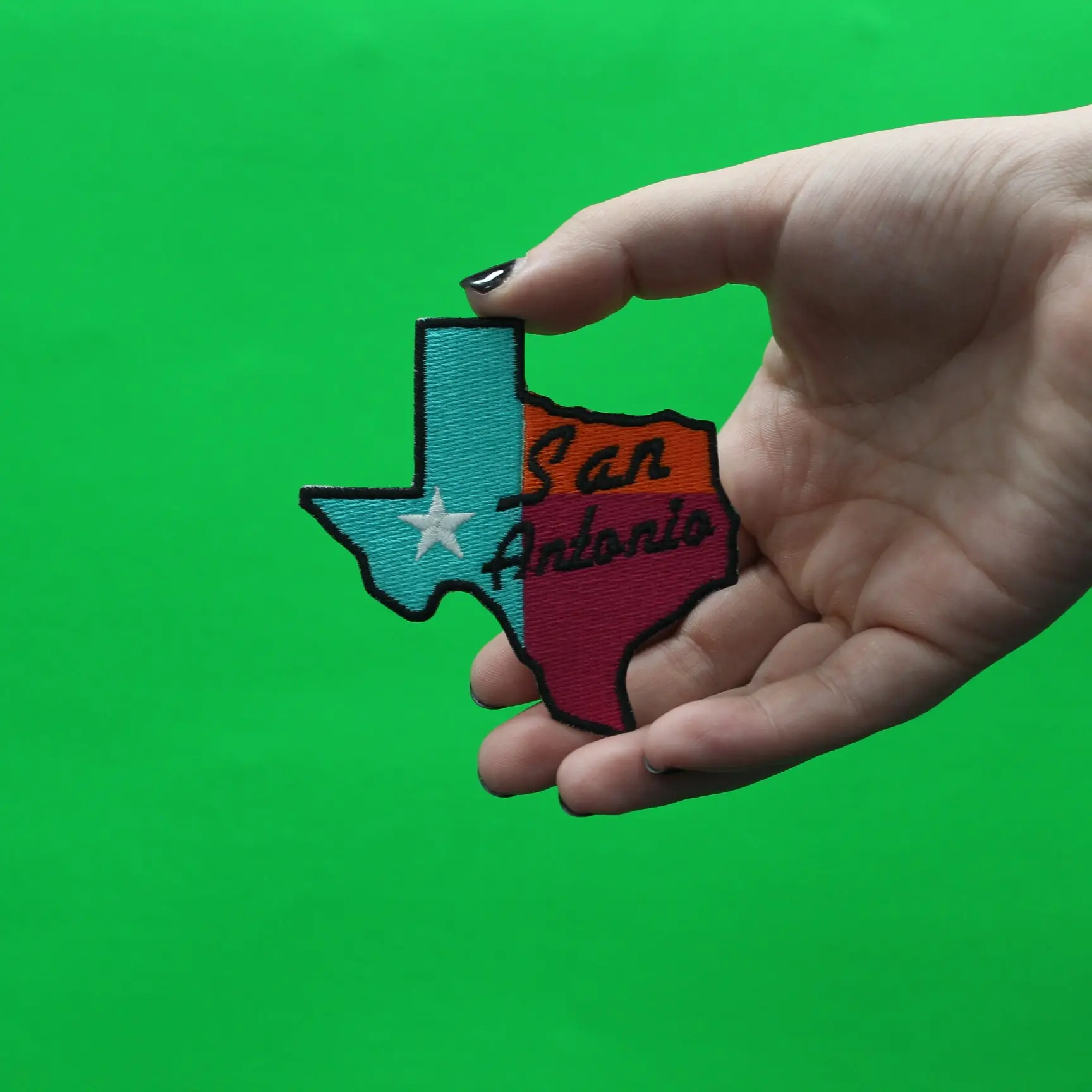 San Antonio Texas Retro Colors Patch State Parody Sports Embroidered Iron-On - Image 2