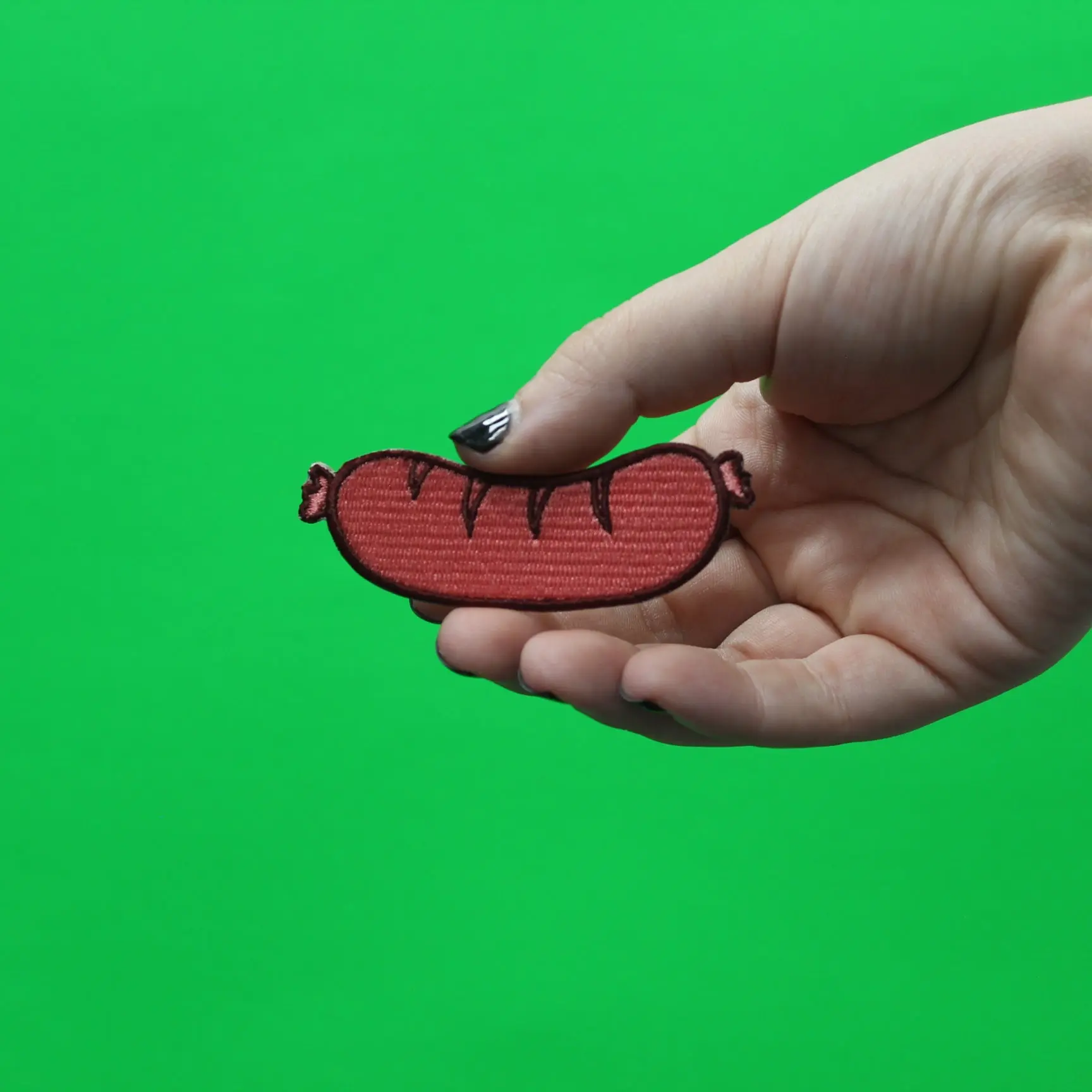 Sausage Link Food Embroidered Iron On Patch - Image 2