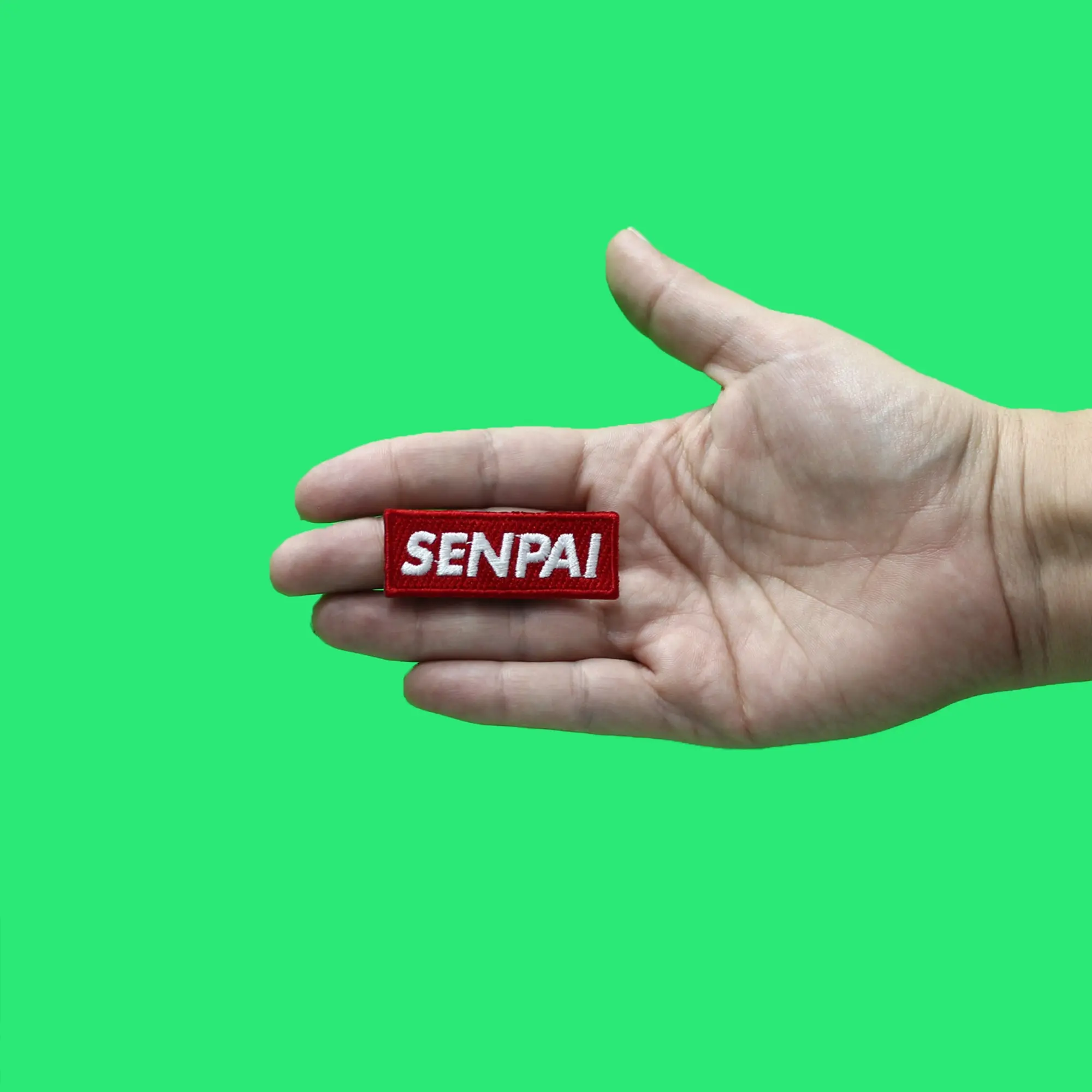 Senpai Hat Patch Red Box Logo Embroidered Iron On - Image 2