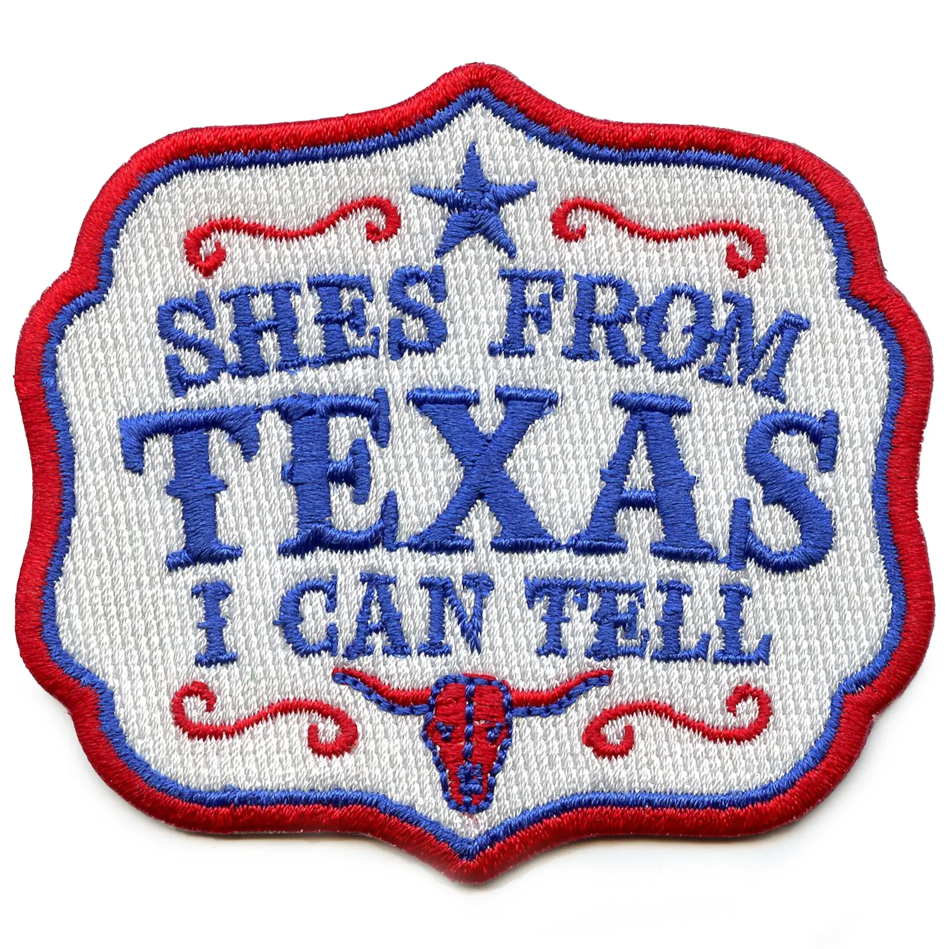 She's From Texas Patch Western Music Script Embroidered Iron-On