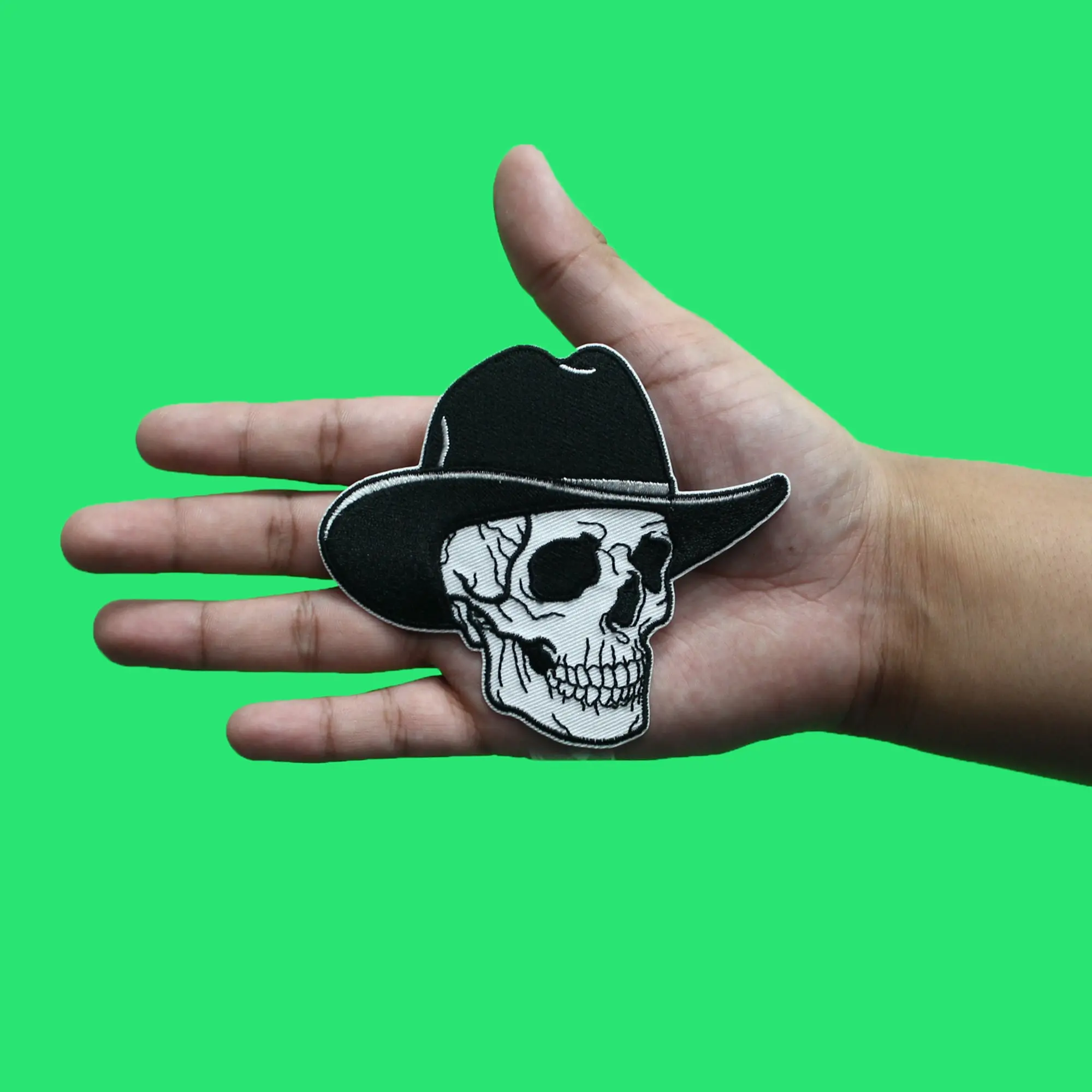Skeleton Cowboy Skull Patch Western Bones Rodeo Embroidered Iron On - Image 2