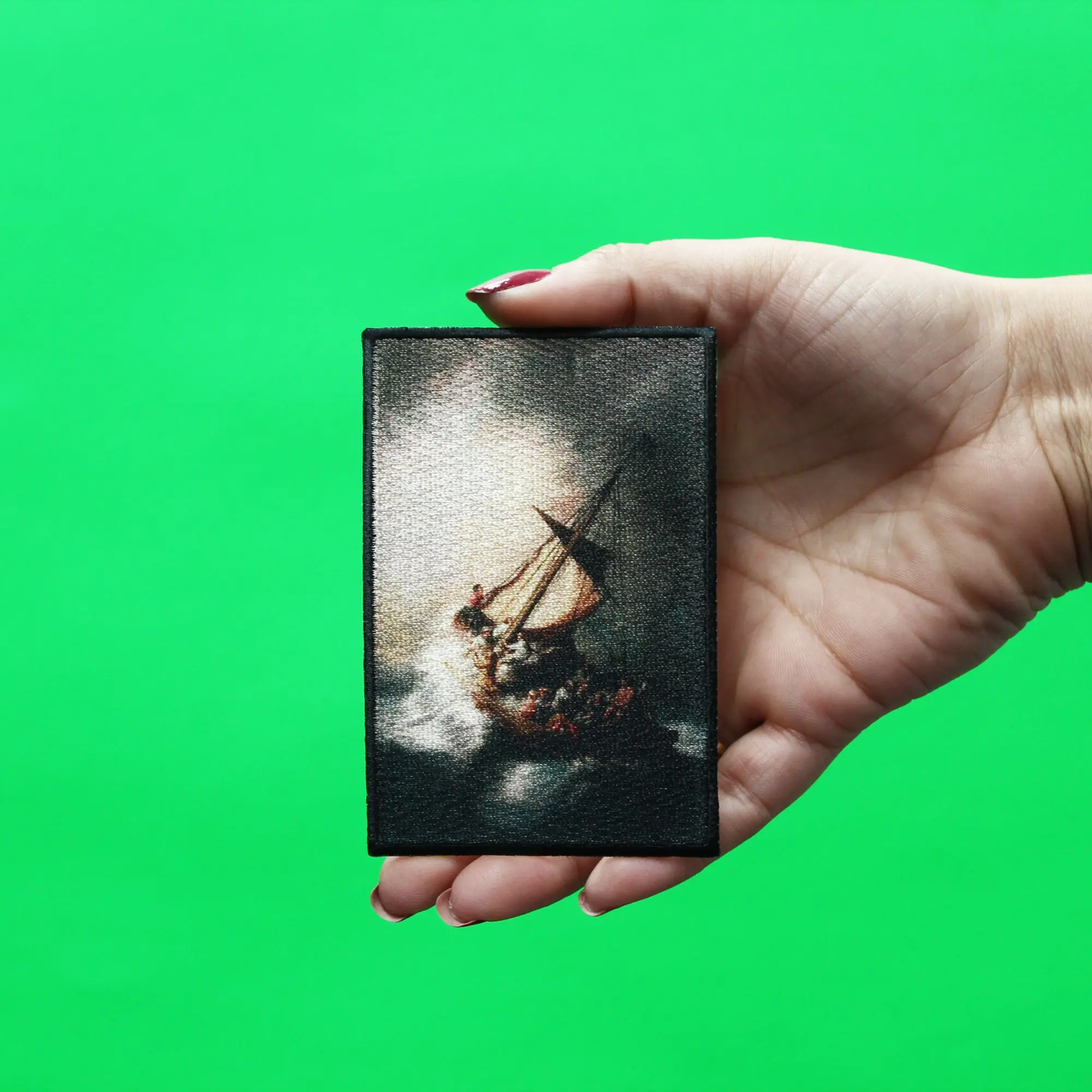 Small Christ In The Storm Painting Patch Rembrandt Embroidered Iron On - Image 2