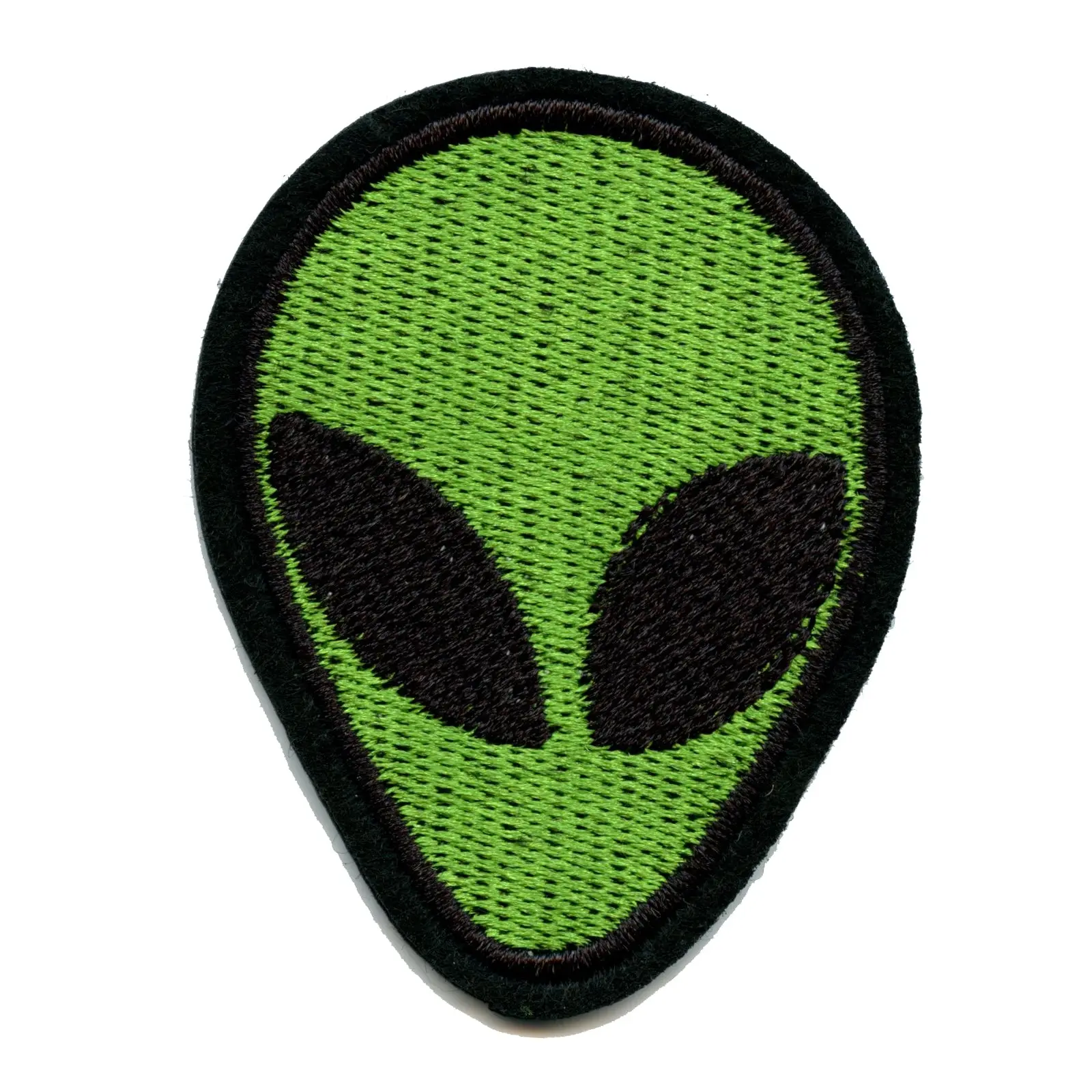Small Green Alien Head Embroidered Iron On Patch