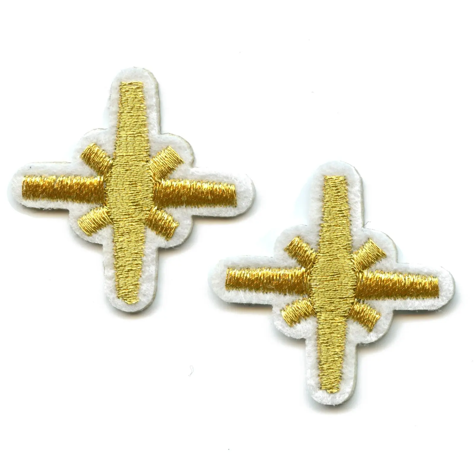 Small Sparkle Gold Stars Embroidered Iron On Patch (2 Pack)
