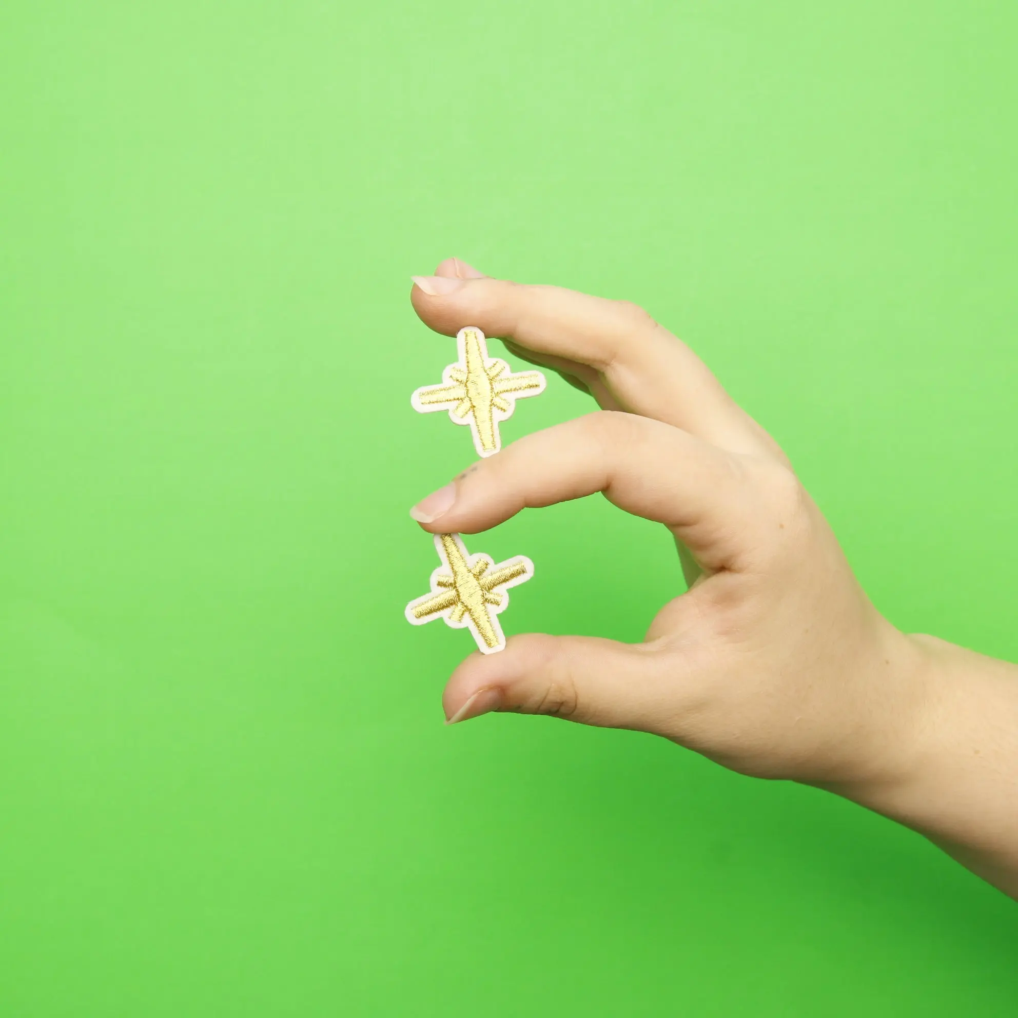 Small Sparkle Gold Stars Embroidered Iron On Patch (2 Pack) - Image 2