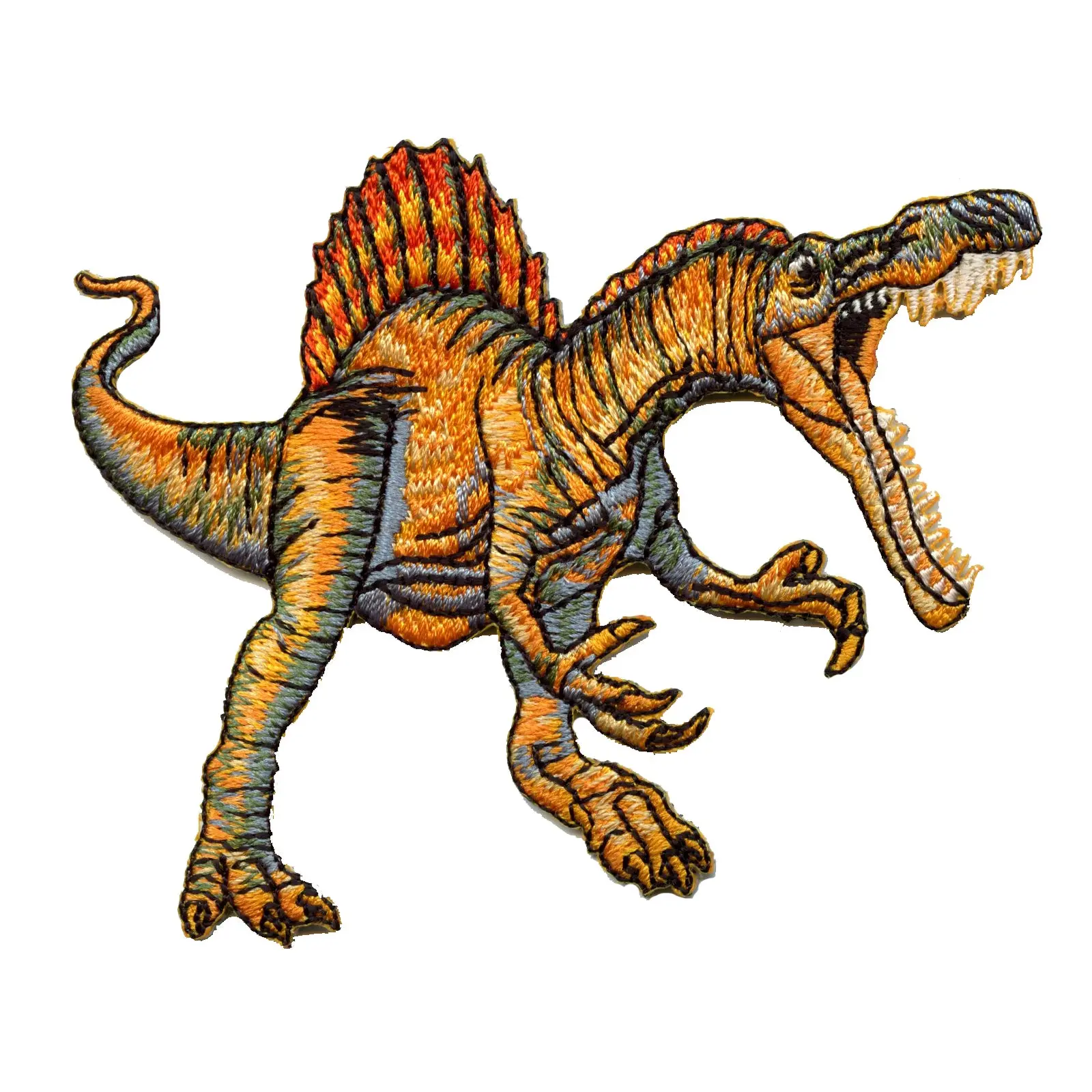 Spinosaurus Orange Dinosaur Embroidered Iron on Patch
