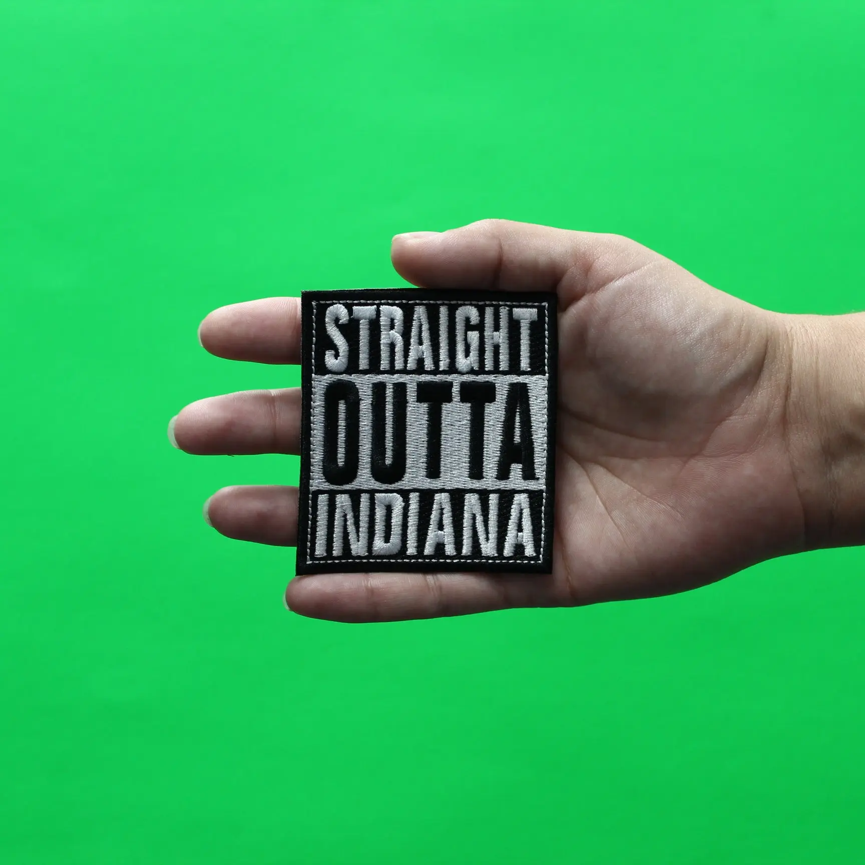 Straight Outta Indiana Patch Embroidered Iron On - Image 2