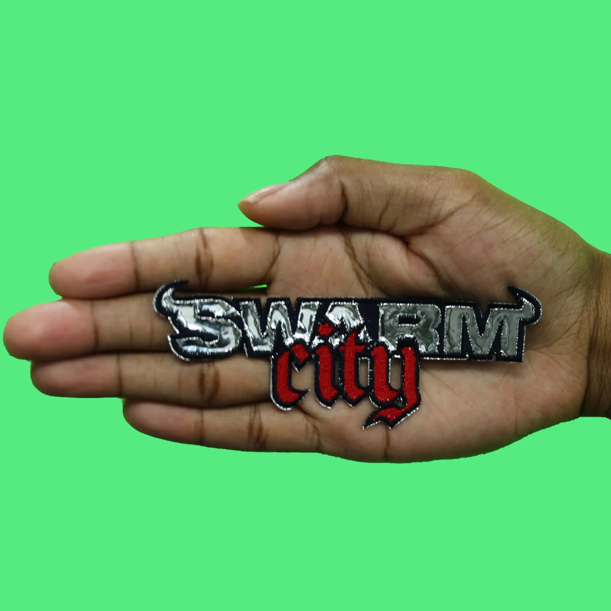 Swarm City Script Patch Houston Football Team Applique Embroidered Iron on - Image 2