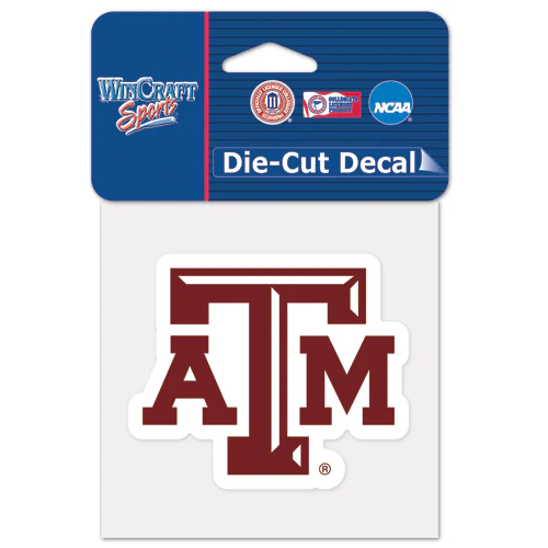 Texas A&M Aggies University Primary Team Logo Die Cut Decal 4" x 4" (Colored)