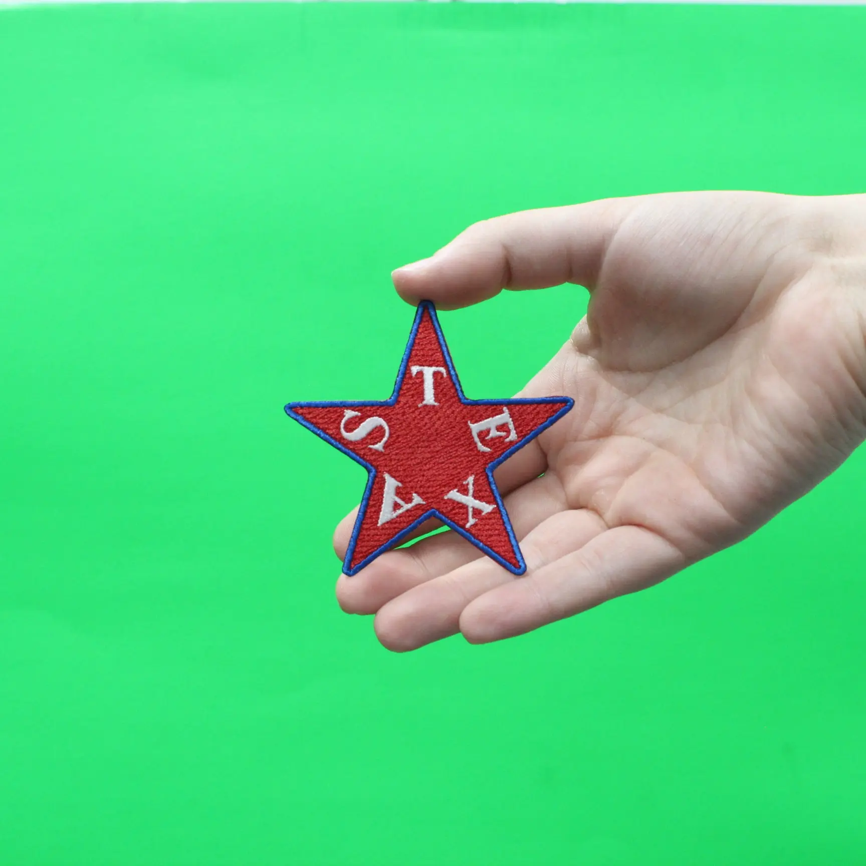 Texas Red White And Blue Star Embroidered Iron On Patch - Image 2