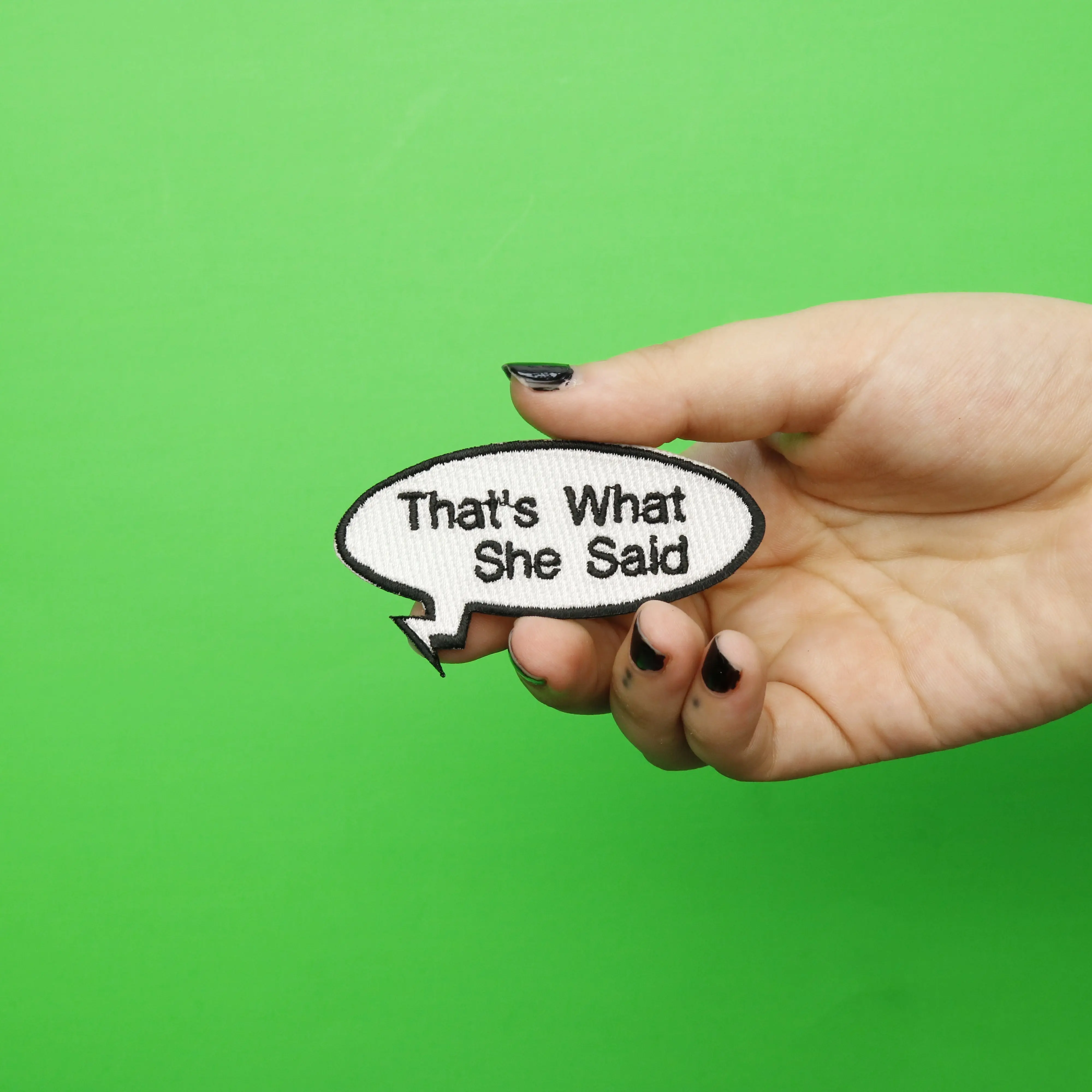 Funny "That's What She Said" Word Bubble Embroidered Iron On Patch - Image 2