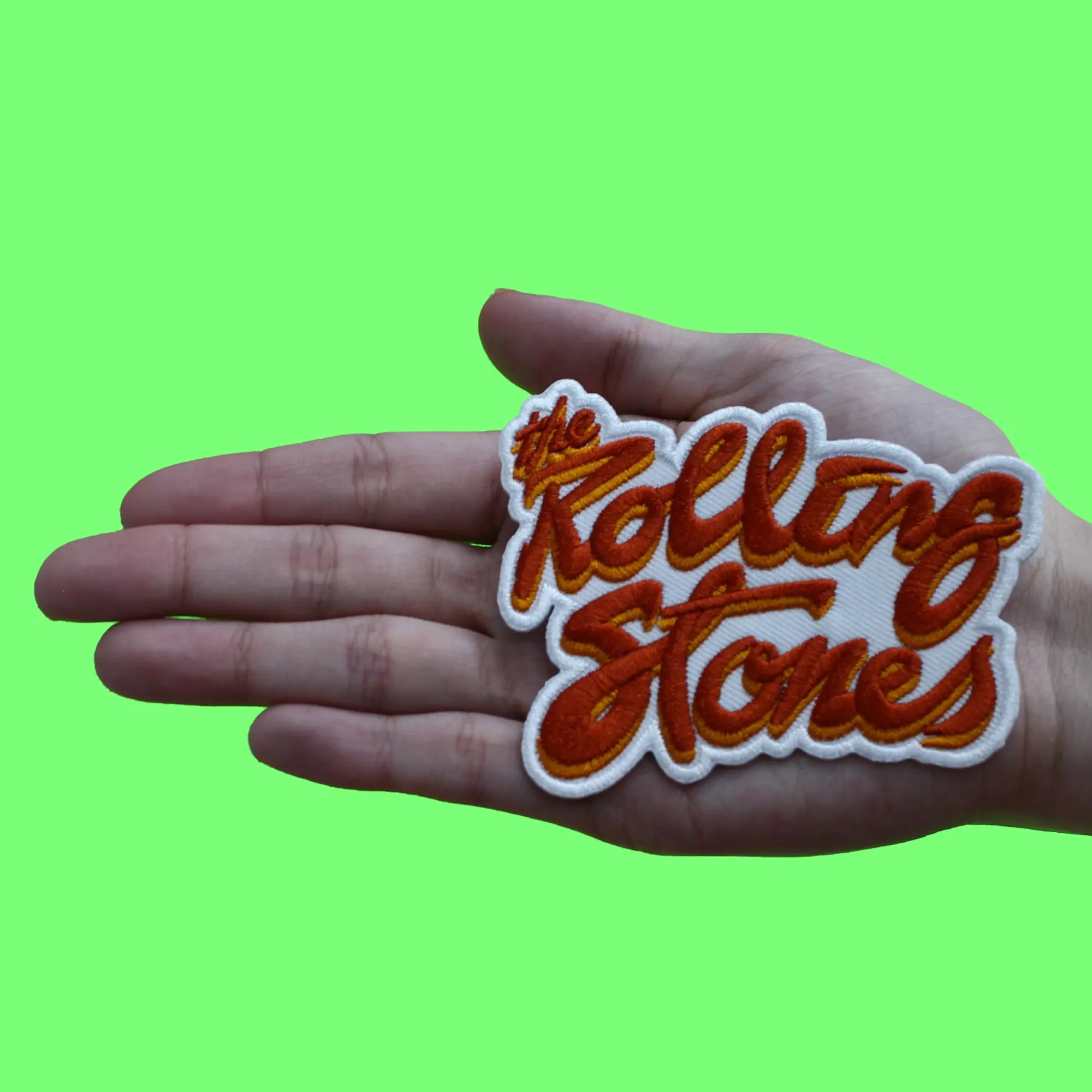 The Rolling Stones Patch Red/Orange Script Logo Embroidered Iron On - Image 2