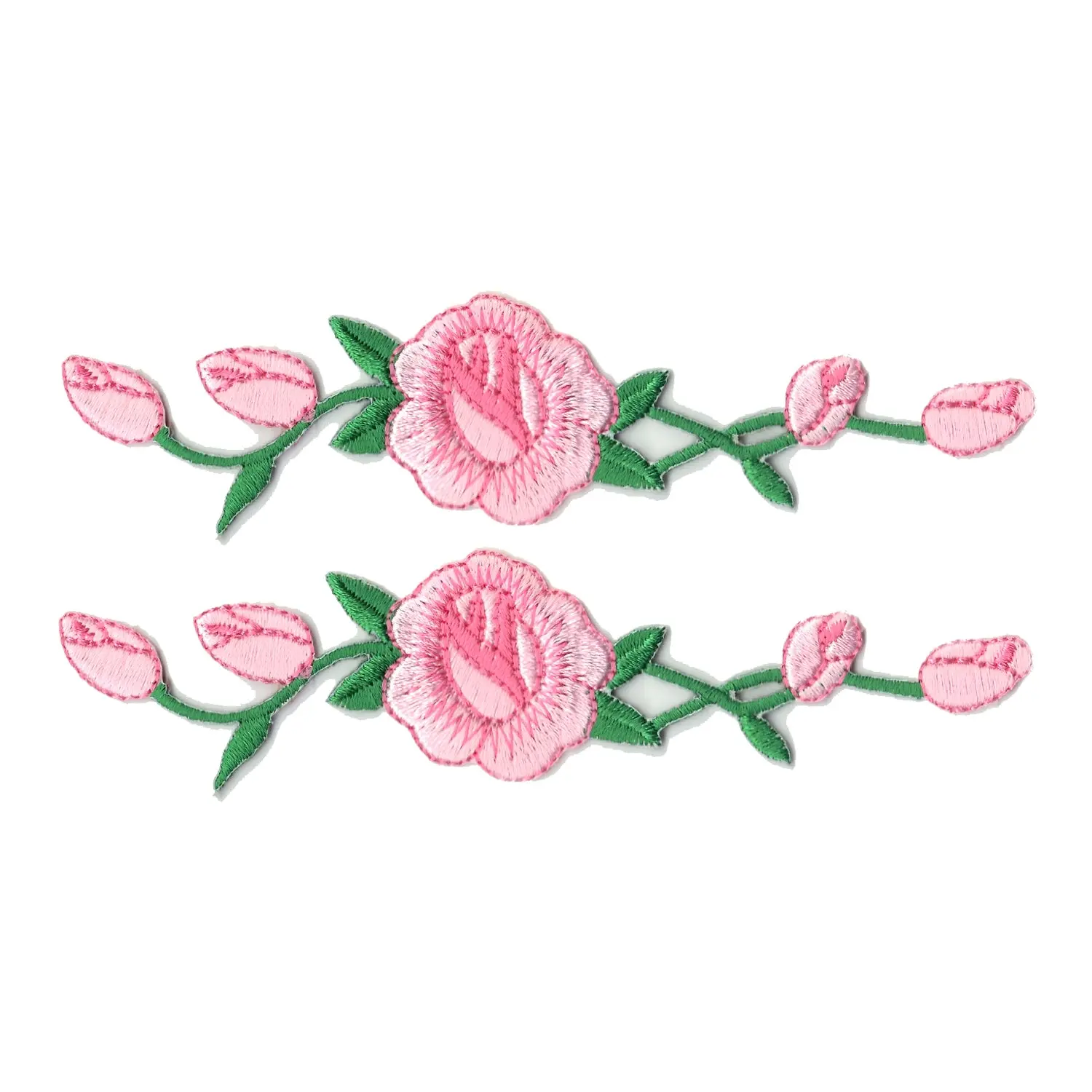 Two Pink Sneakers Rose Flowers Embroidered Patches