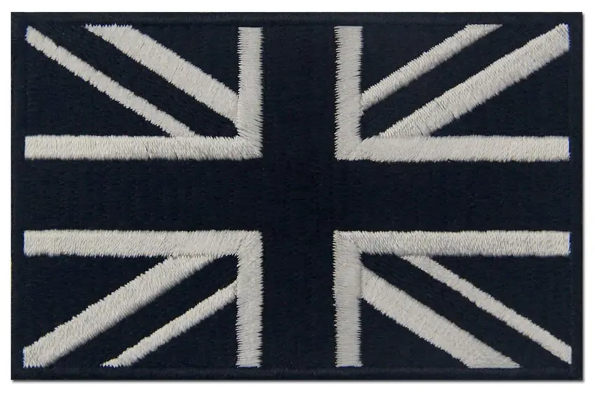 United Kingdom of Great Britain Embroidered Flag Tactical Patch Black and White