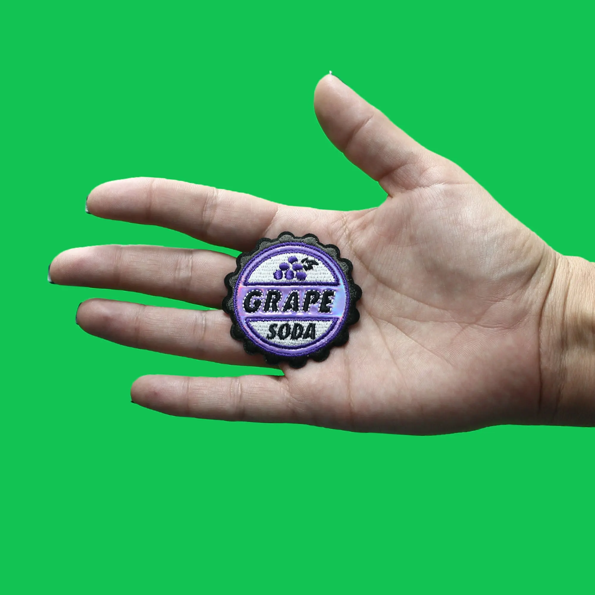 Up Grape Soda Bottle Cap Badge Patch Russell Disney Pixar Holographic Embroidered Iron On - Image 2