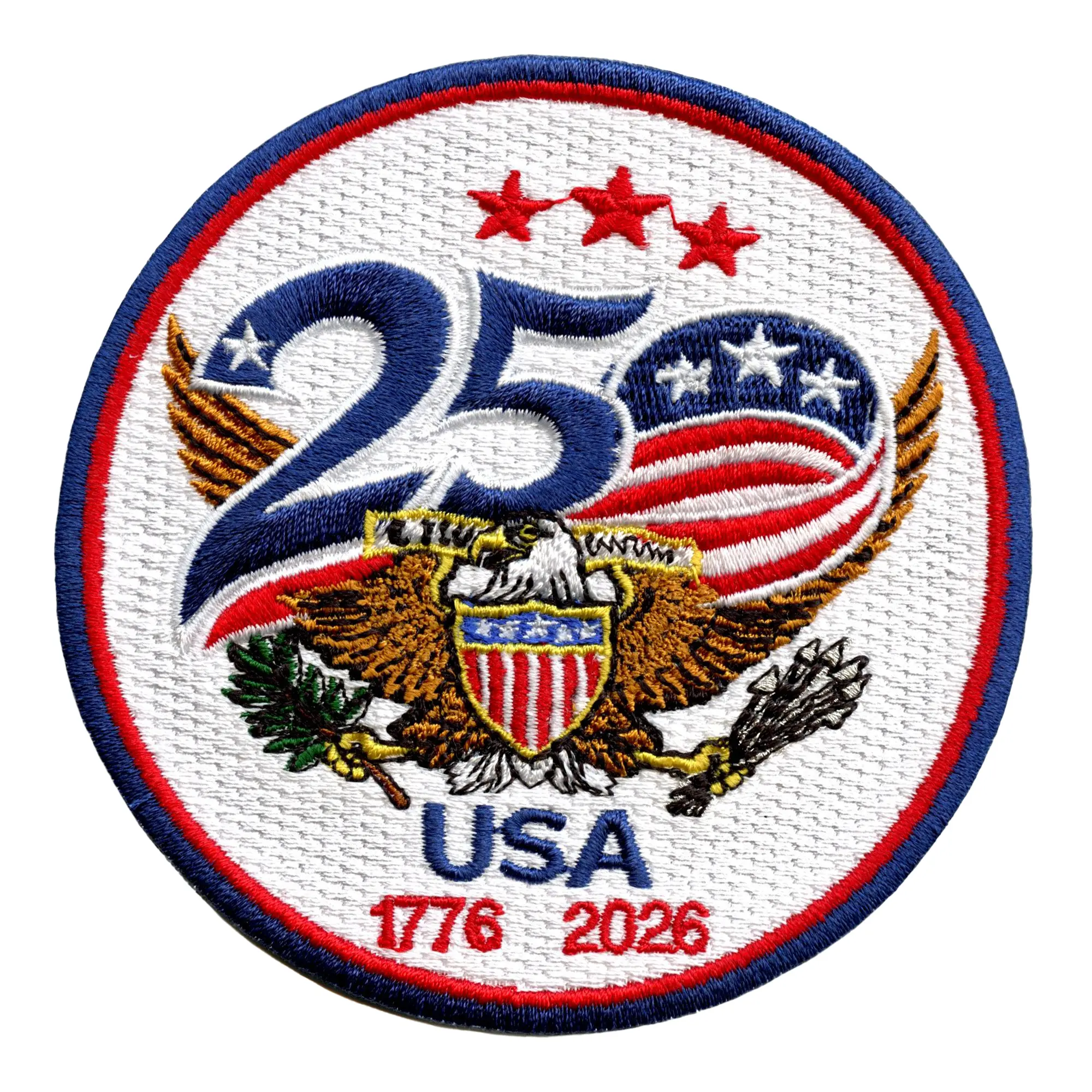 United States 250th Anniversary Patch Patriotic Eagle Independence Embroidered Iron On