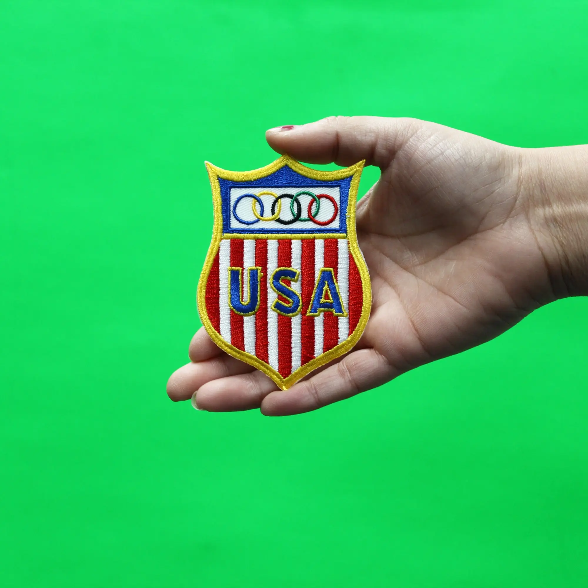 USA Shield Patch Colorful Rings Embroidered Iron On - Image 2