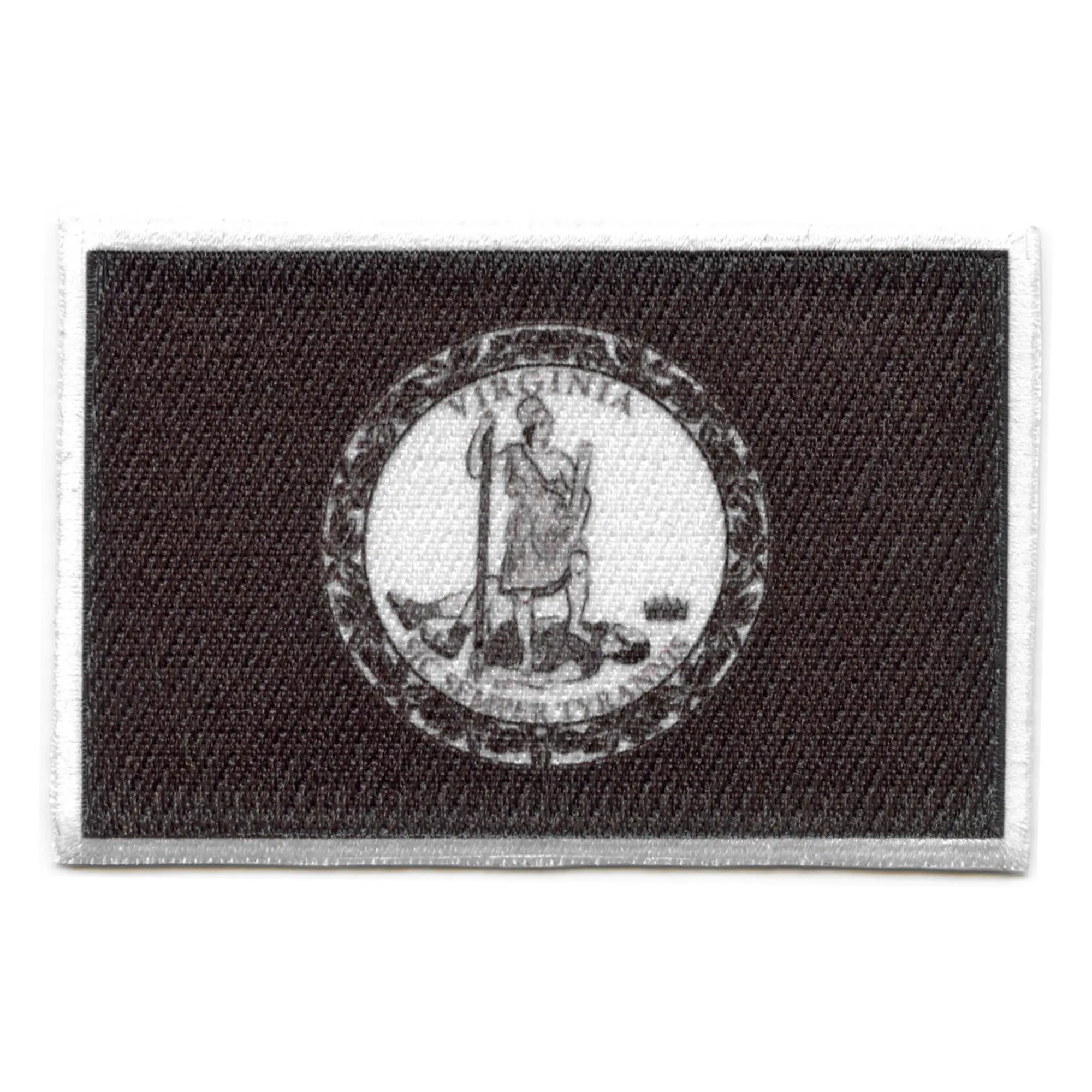 Virginia Patch State Flag Grayscale Embroidered Iron On