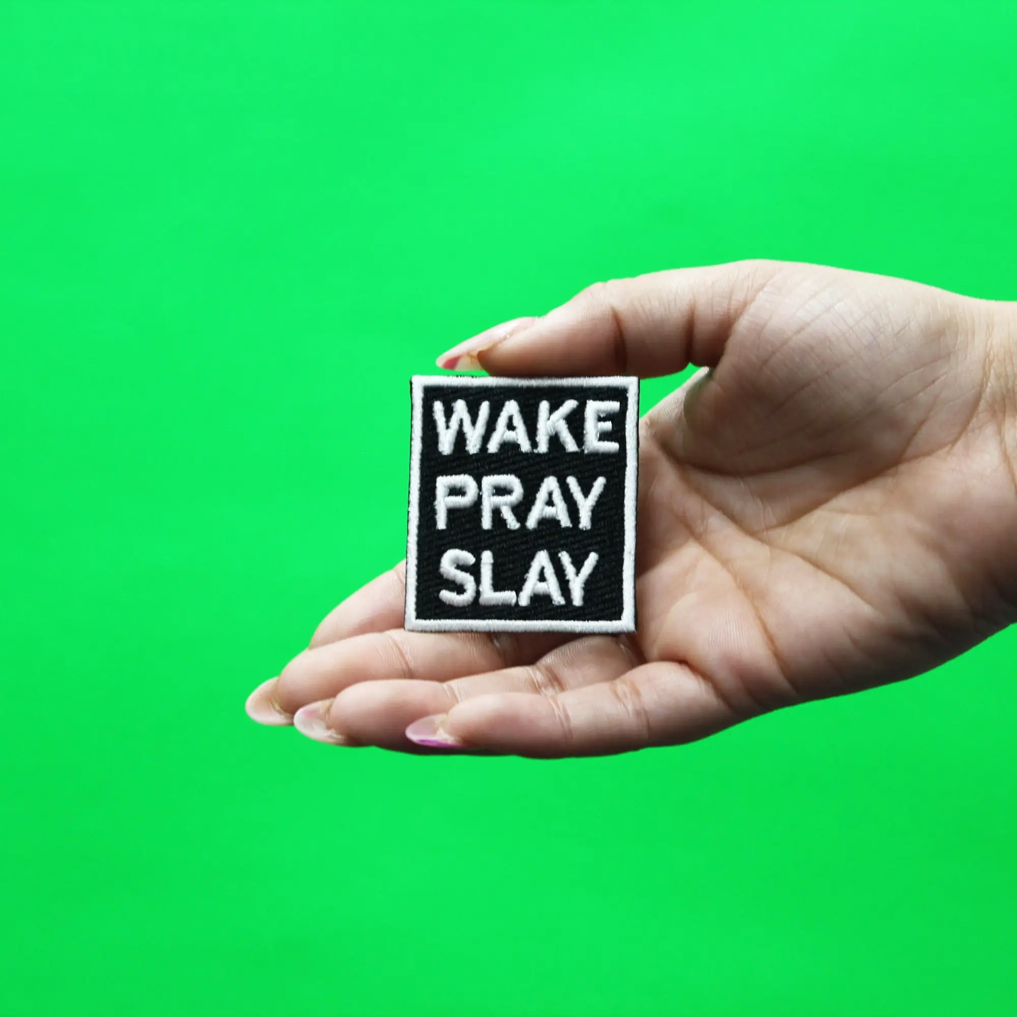 WAKE PRAY SLAY Iron On Embroidered Patch - Image 2