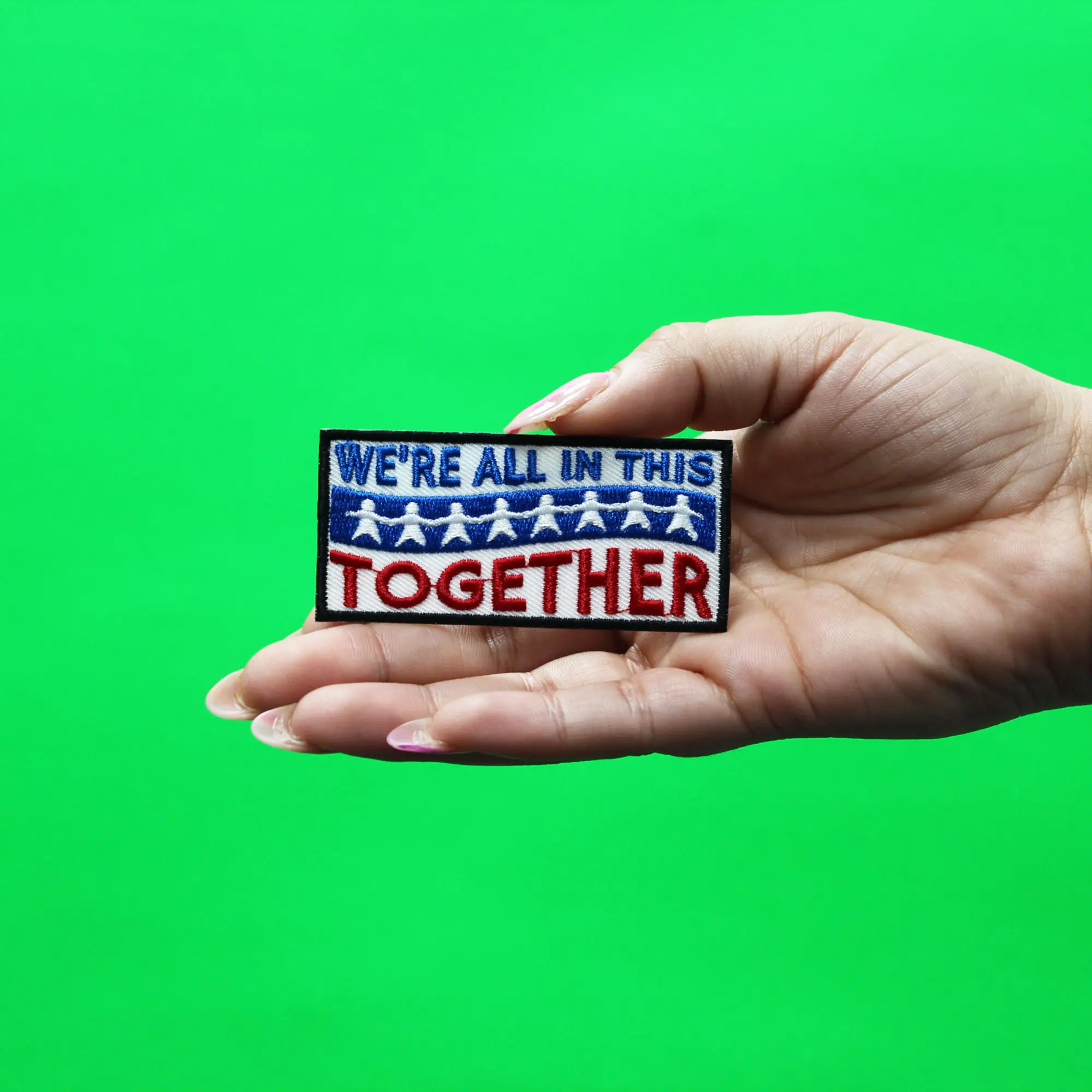 We're All In This Together Script Iron On Embroidered Patch - Image 2