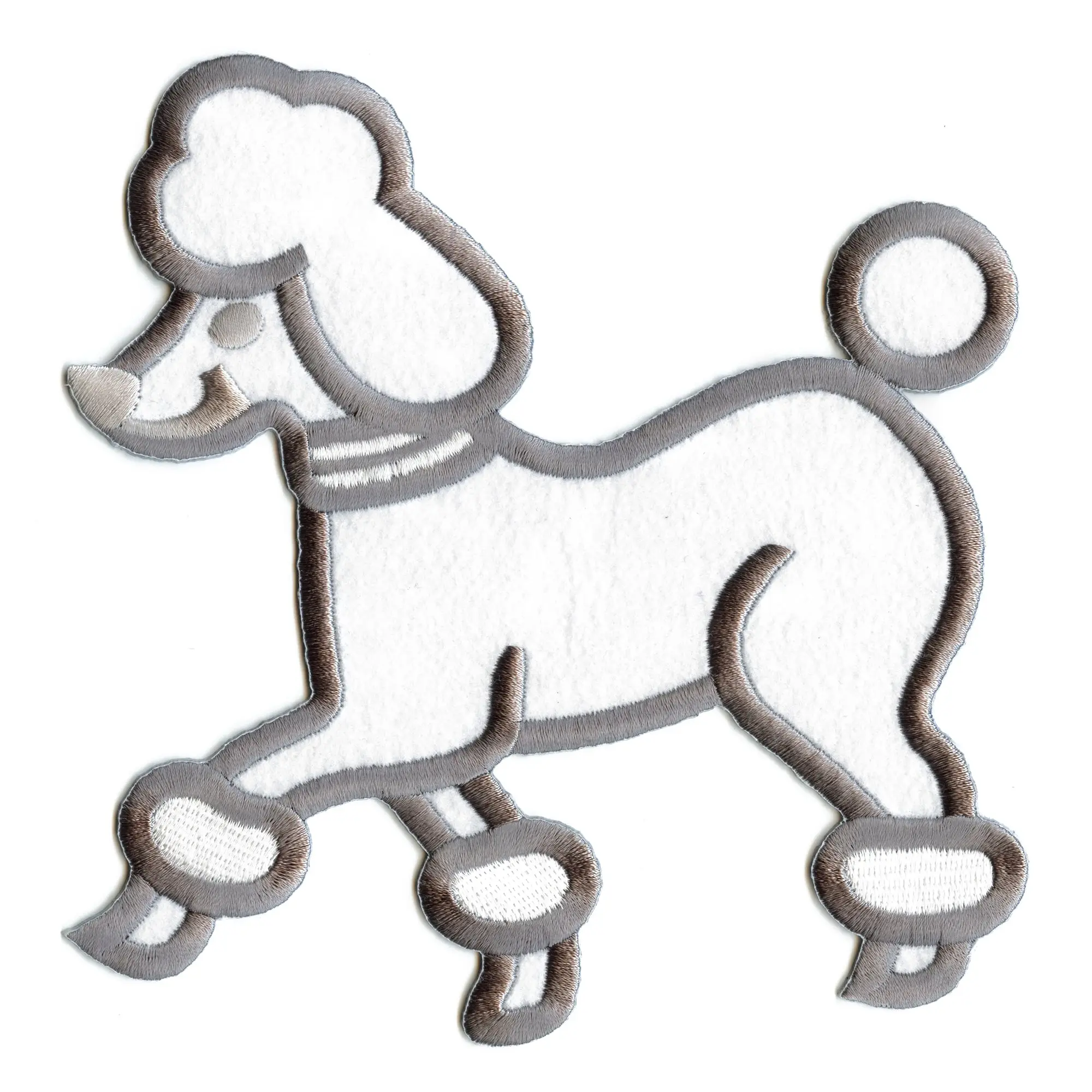 White Poodle Large Costume Embroidered Applique Iron On Patch