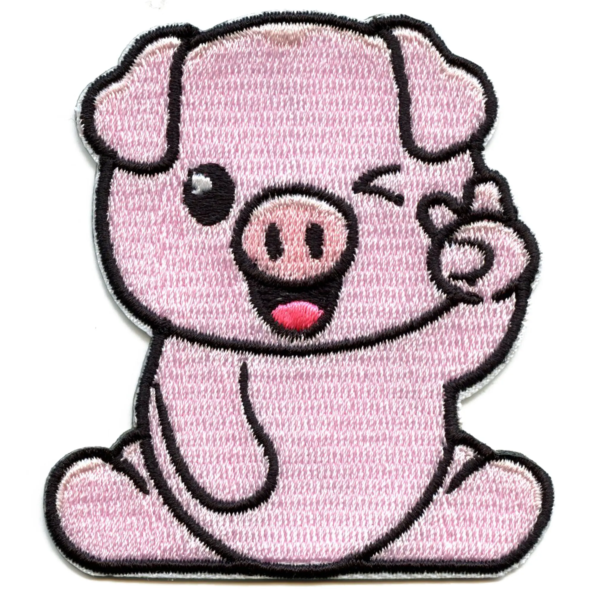 Winking Peace Pig Patch Cute Cartoon Mammal Embroidered Iron On