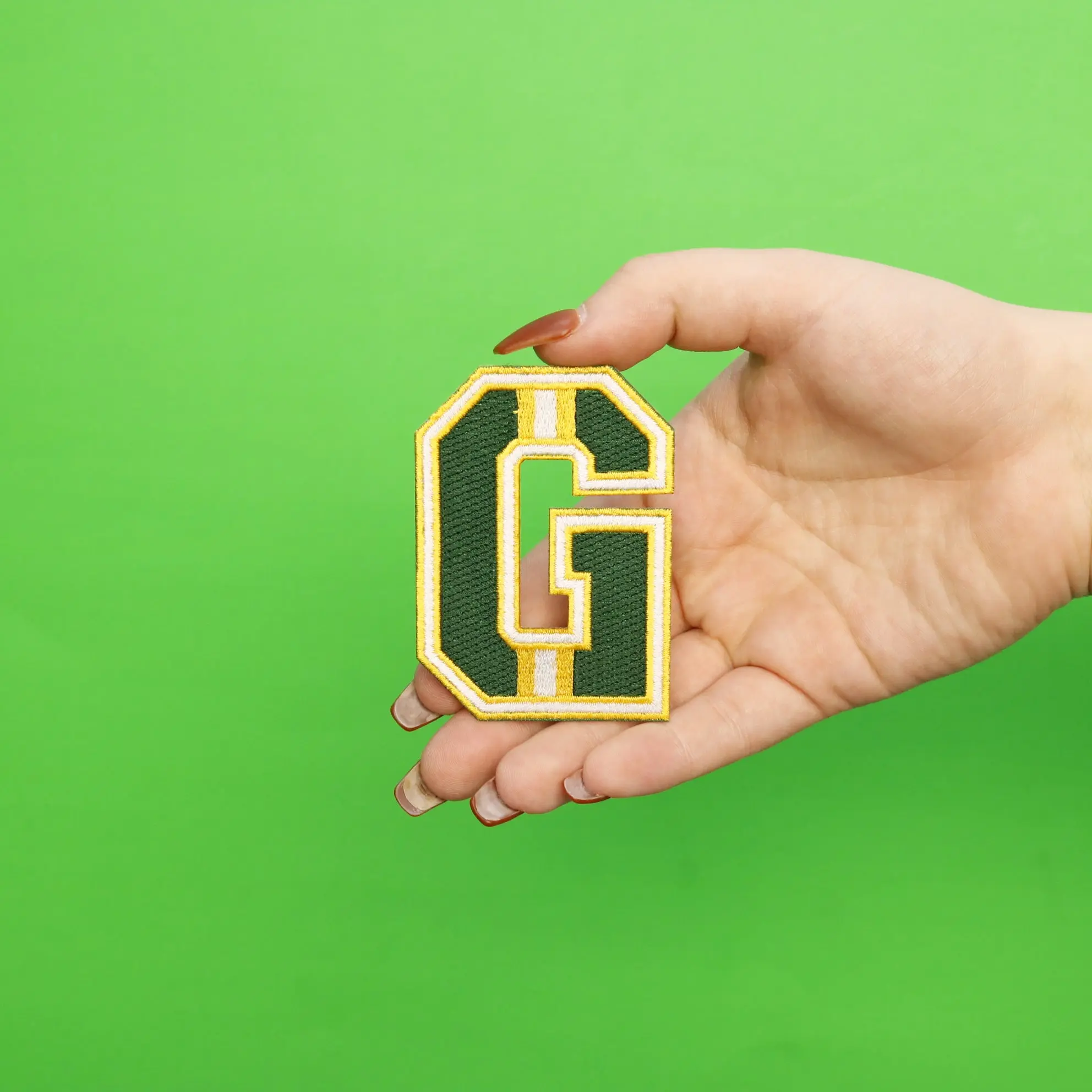 Green Bay Wisconsin Striped G Football Jersey Parody Embroidered Iron on Patch - Image 2