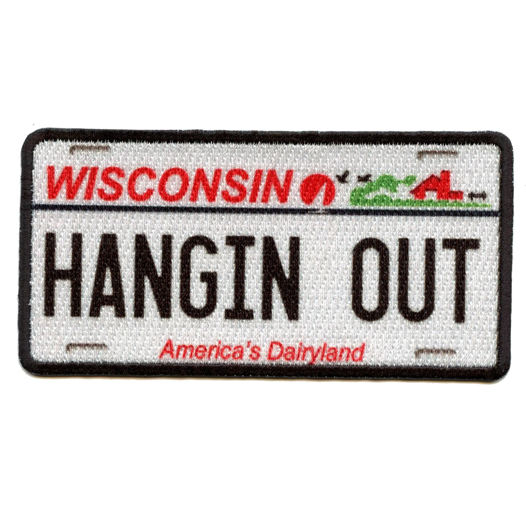 Wisconsin License Plate Patch 70s TV Hangin Out Sublimated Iron On