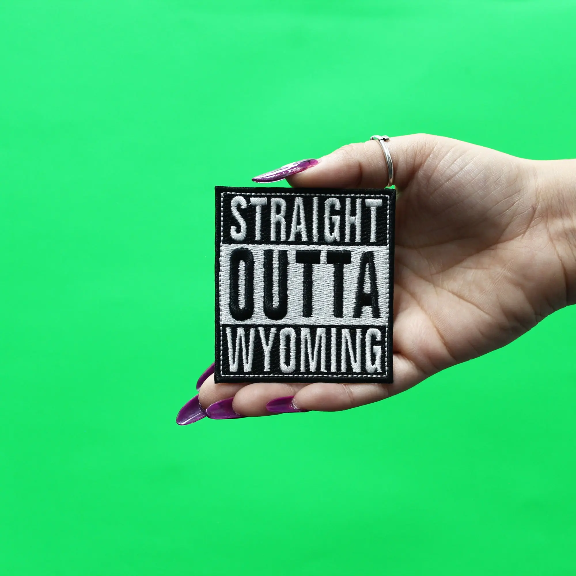 Straight Outta Wyoming Patch Embroidered Iron On - Image 2
