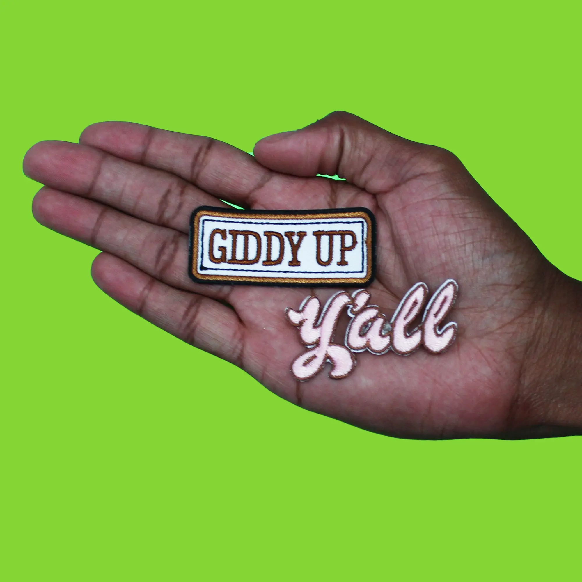 Giddy Up Y'all Patch Western Script Set Embroidered Iron On - Image 2